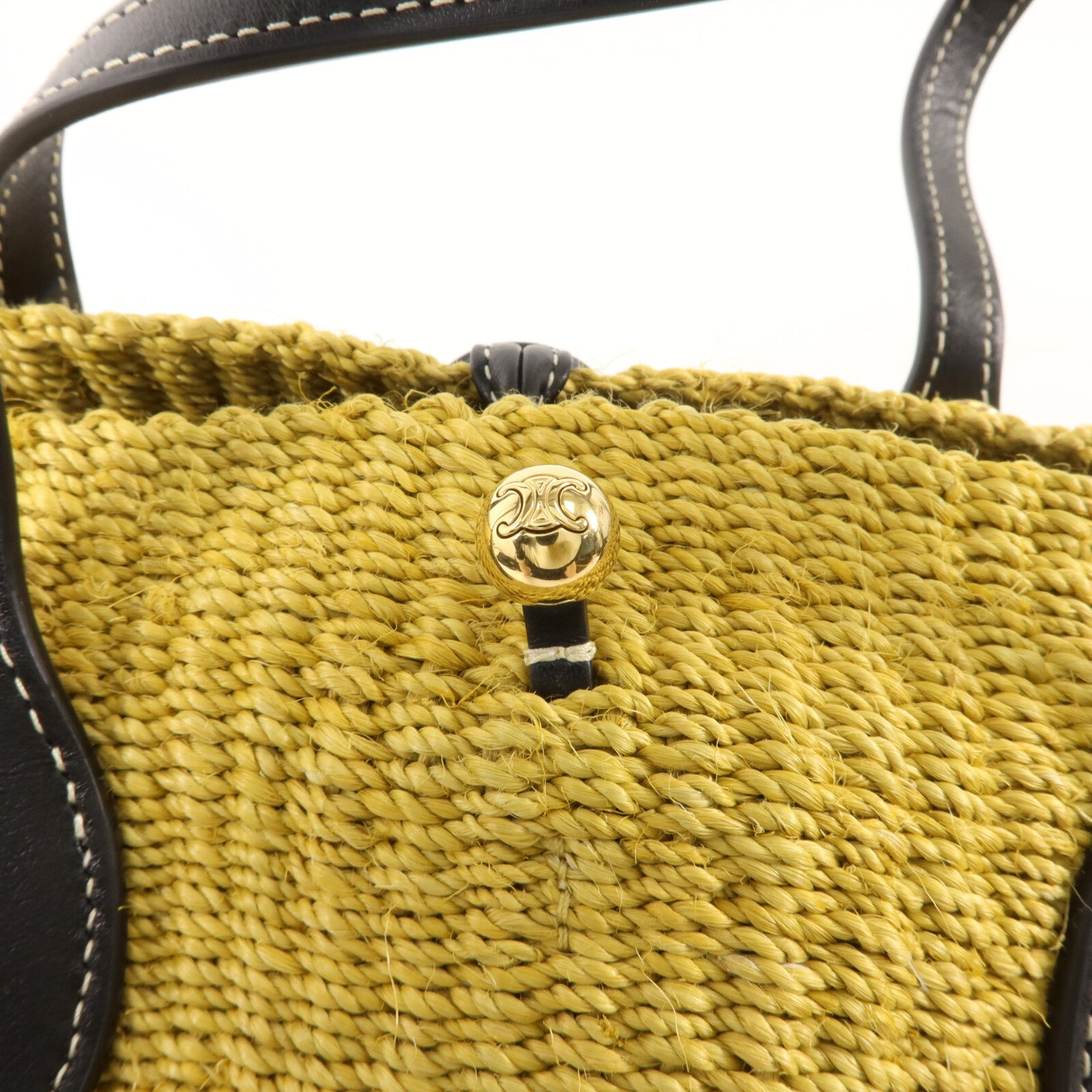 CELINE 龍葵麻/牛皮皮革Triomphe Beads Basket手挽肩背兩用袋