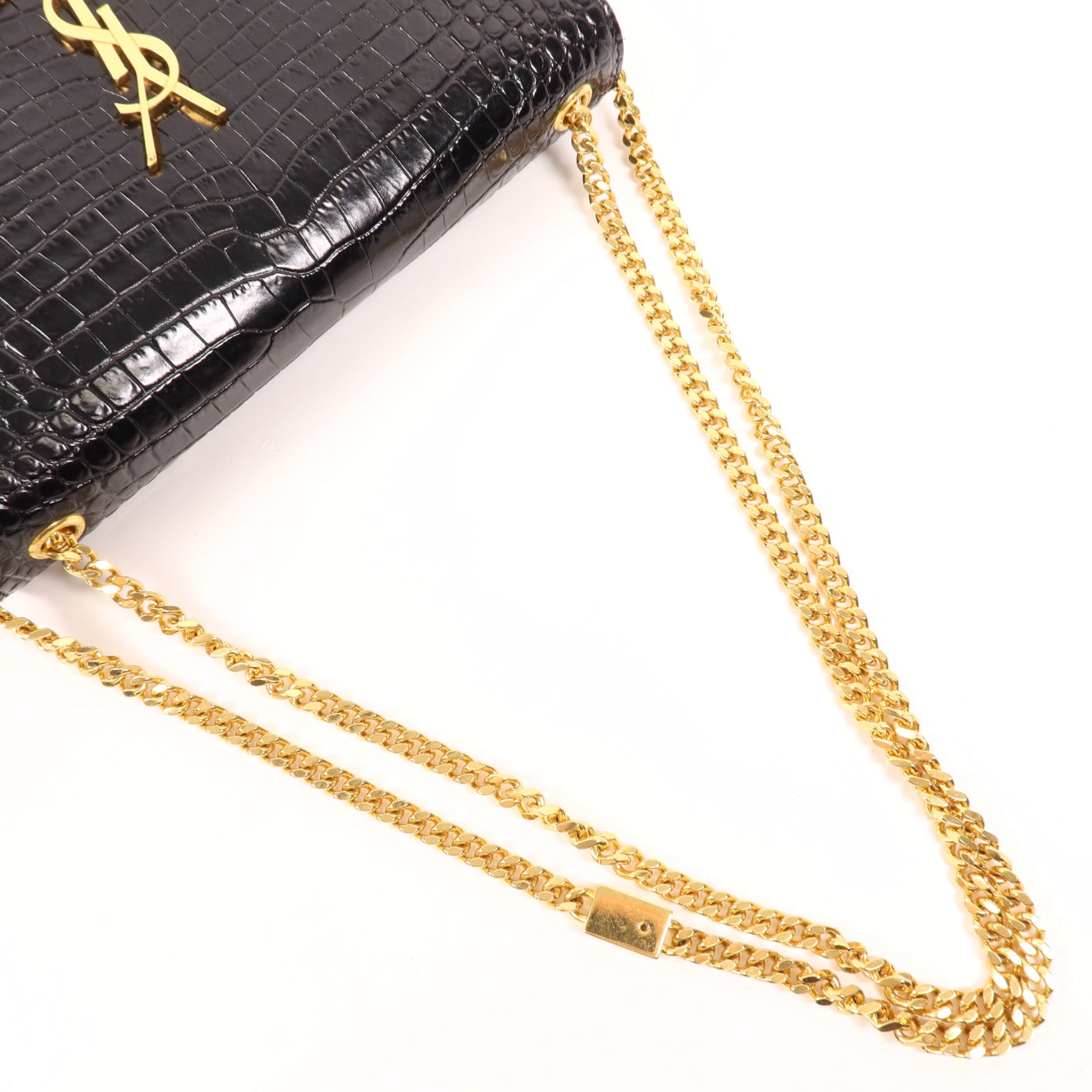 SAINT LAURENT 牛皮皮革Kate金扣鏈帶肩背袋