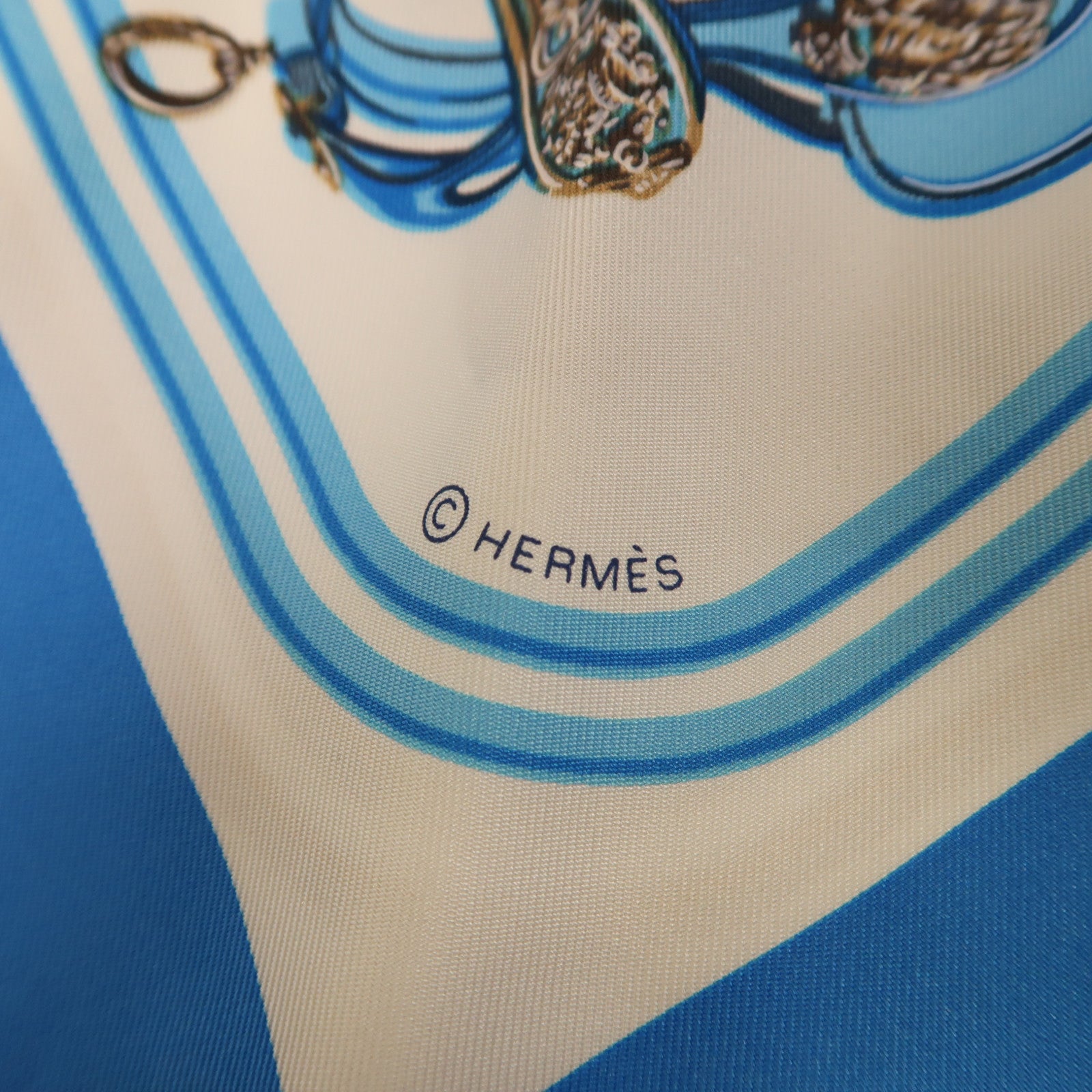HERMES 絲質Scarf圍巾藍色/白色/紅色