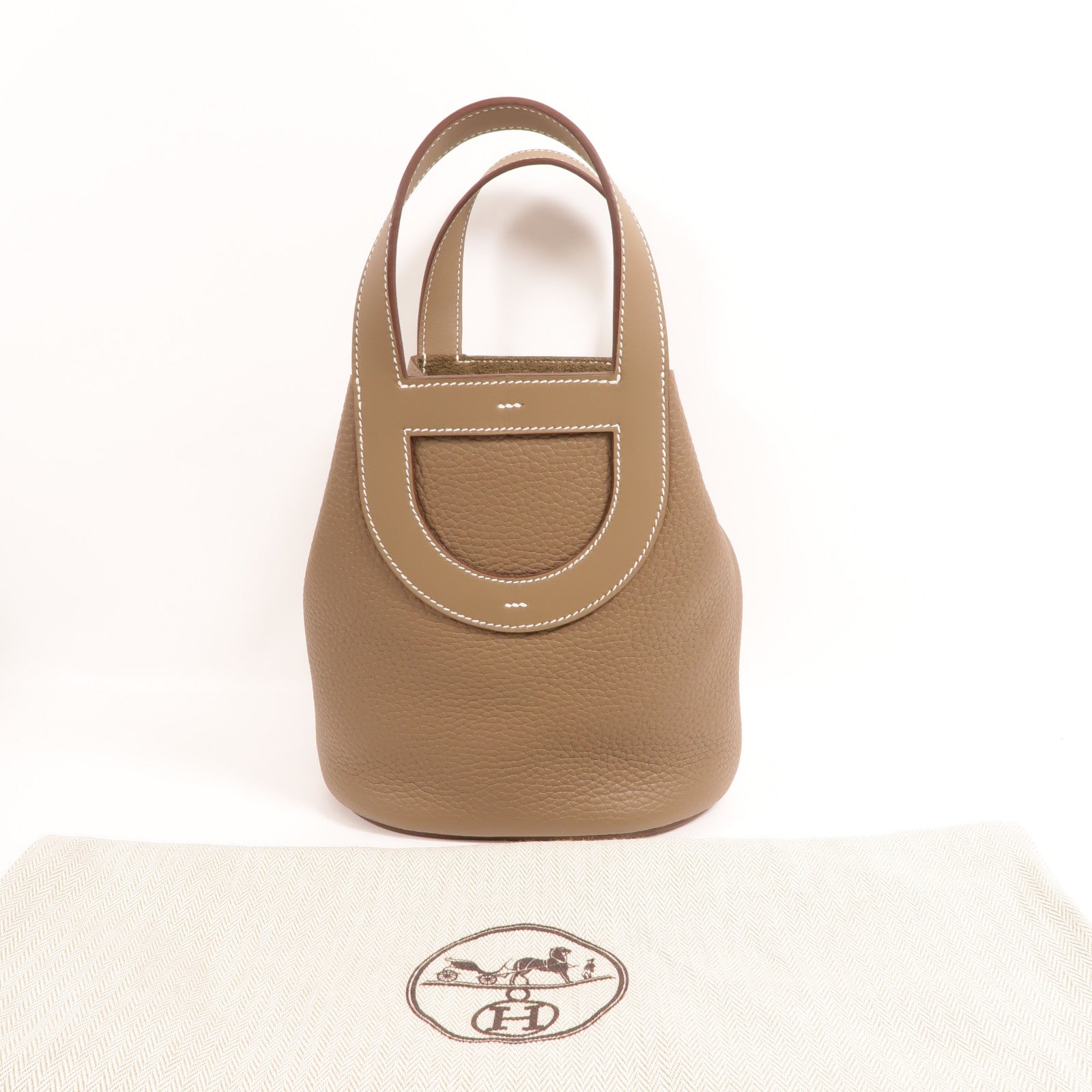 HERMES Clemence皮革In The Loop 18手挽袋Etoupe