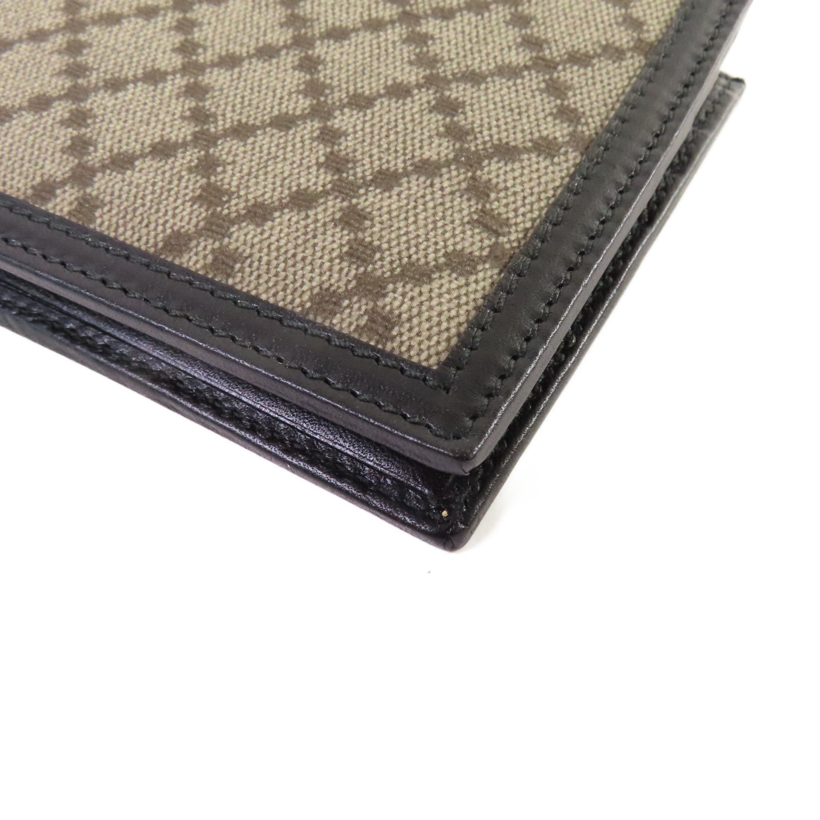 GUCCI 【激減優惠】牛皮皮革/帆布Diamante Bifold Short Wallet短錢包啡色