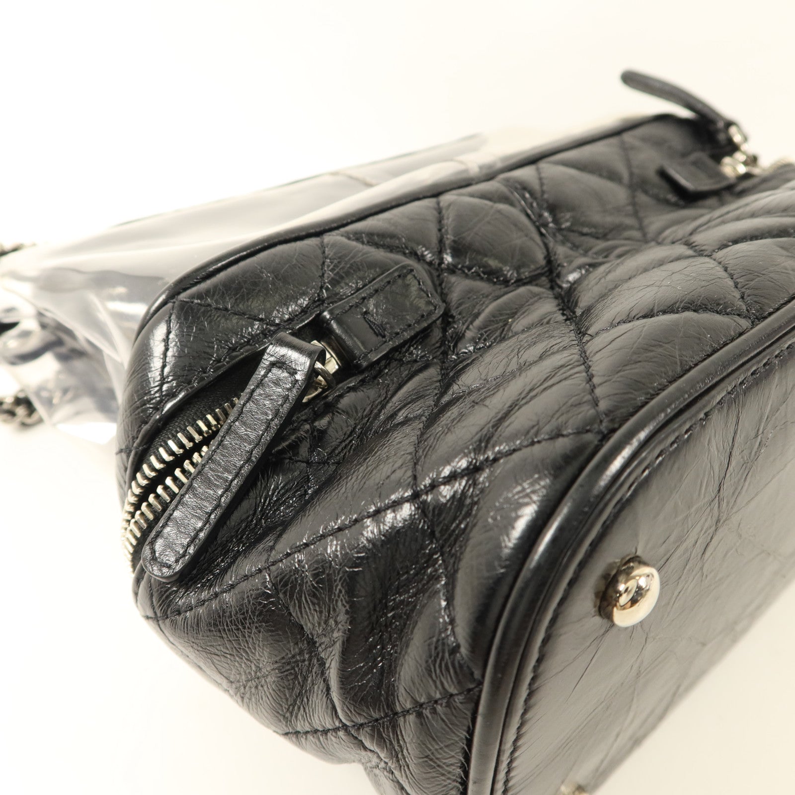 CHANEL PVC/牛皮皮革Shoulder Bag銀扣肩背袋