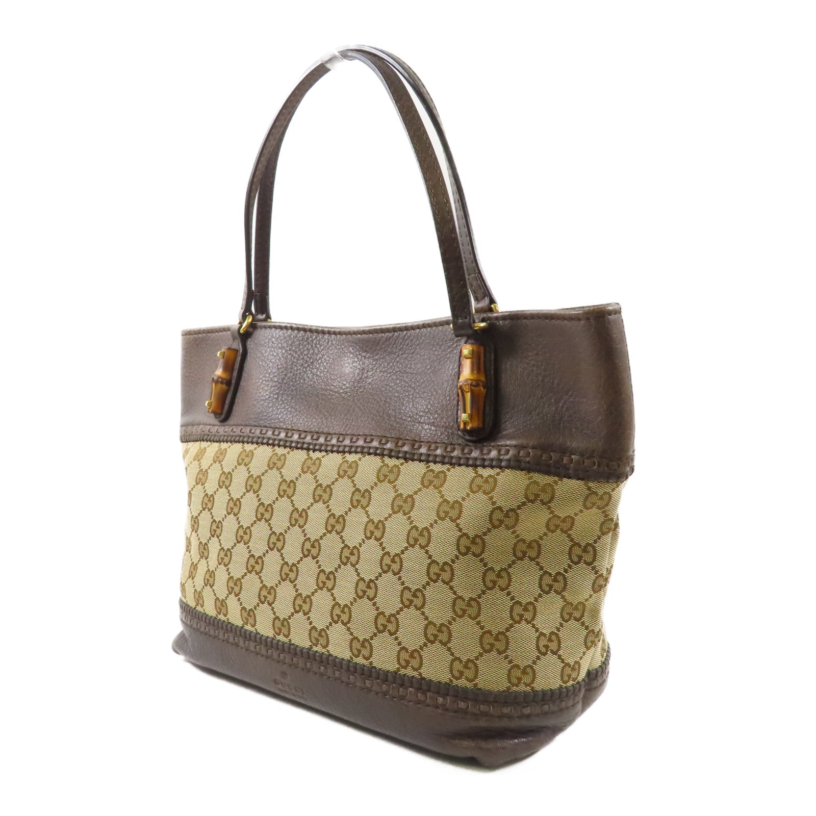 GUCCI 【激減優惠】牛皮皮革/帆布Tote Bag金扣手挽袋
