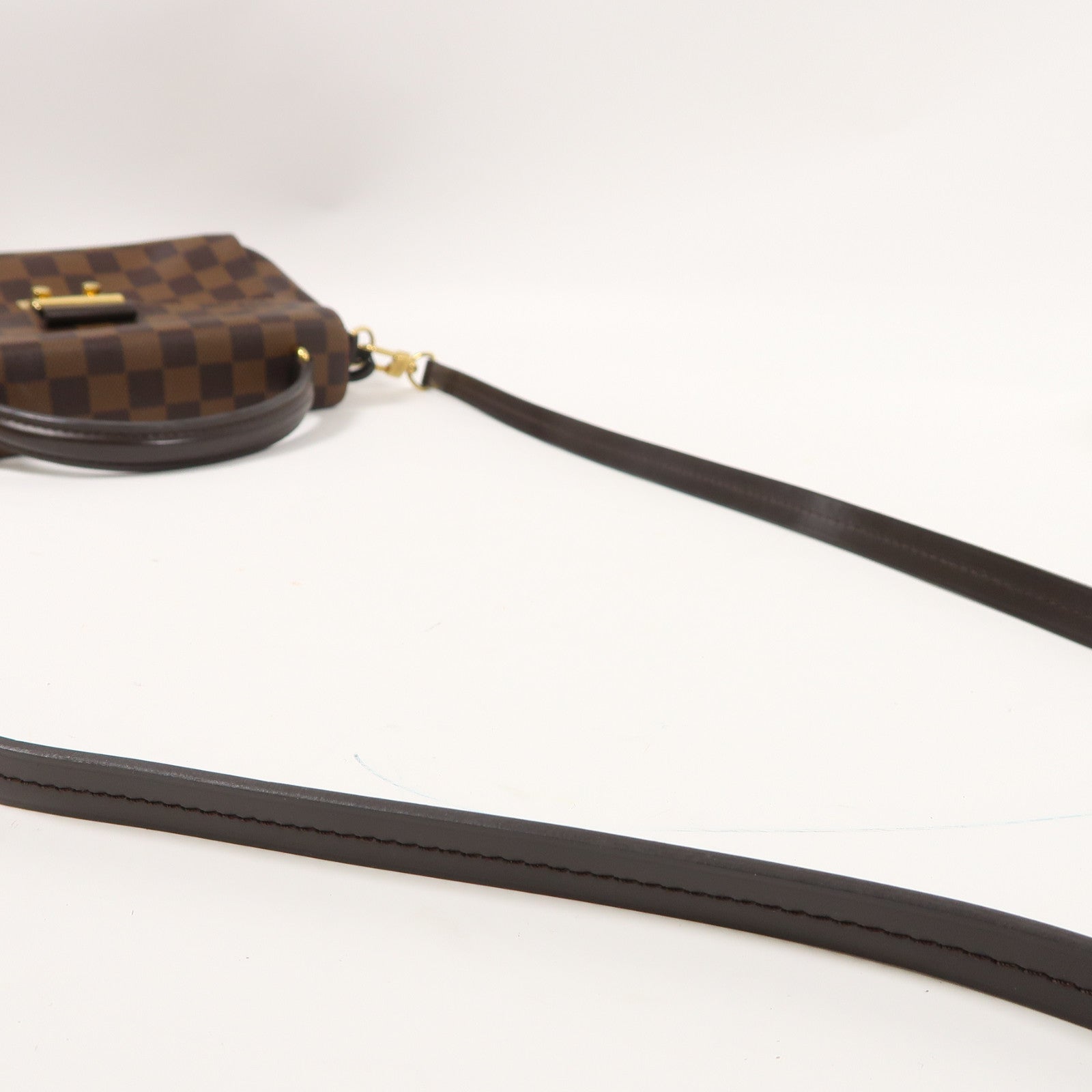 LOUIS VUITTON Damier Croisette金扣手挽肩背兩用袋啡色