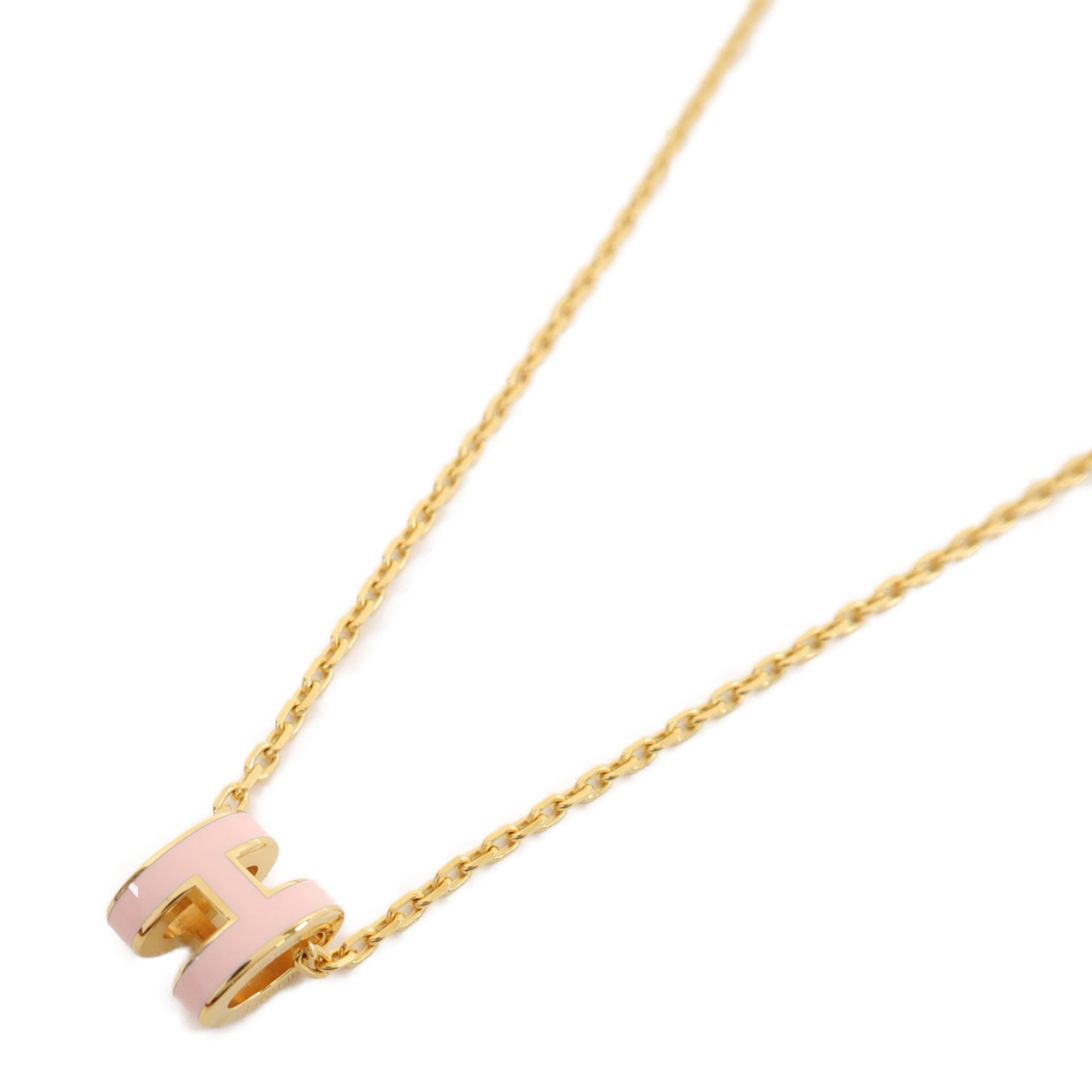 HERMES 金屬Mini Pop H Necklace項鍊櫻花粉色