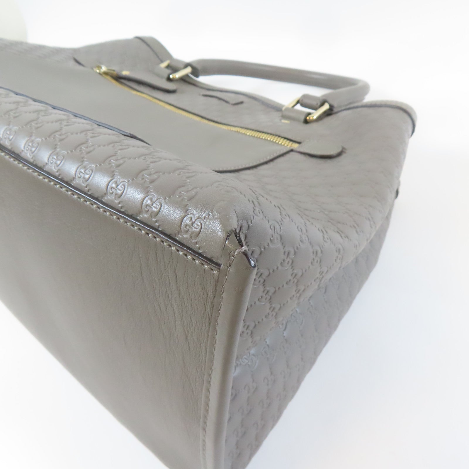 GUCCI 牛皮皮革Shoulder Bag金扣手挽肩背兩用袋灰色