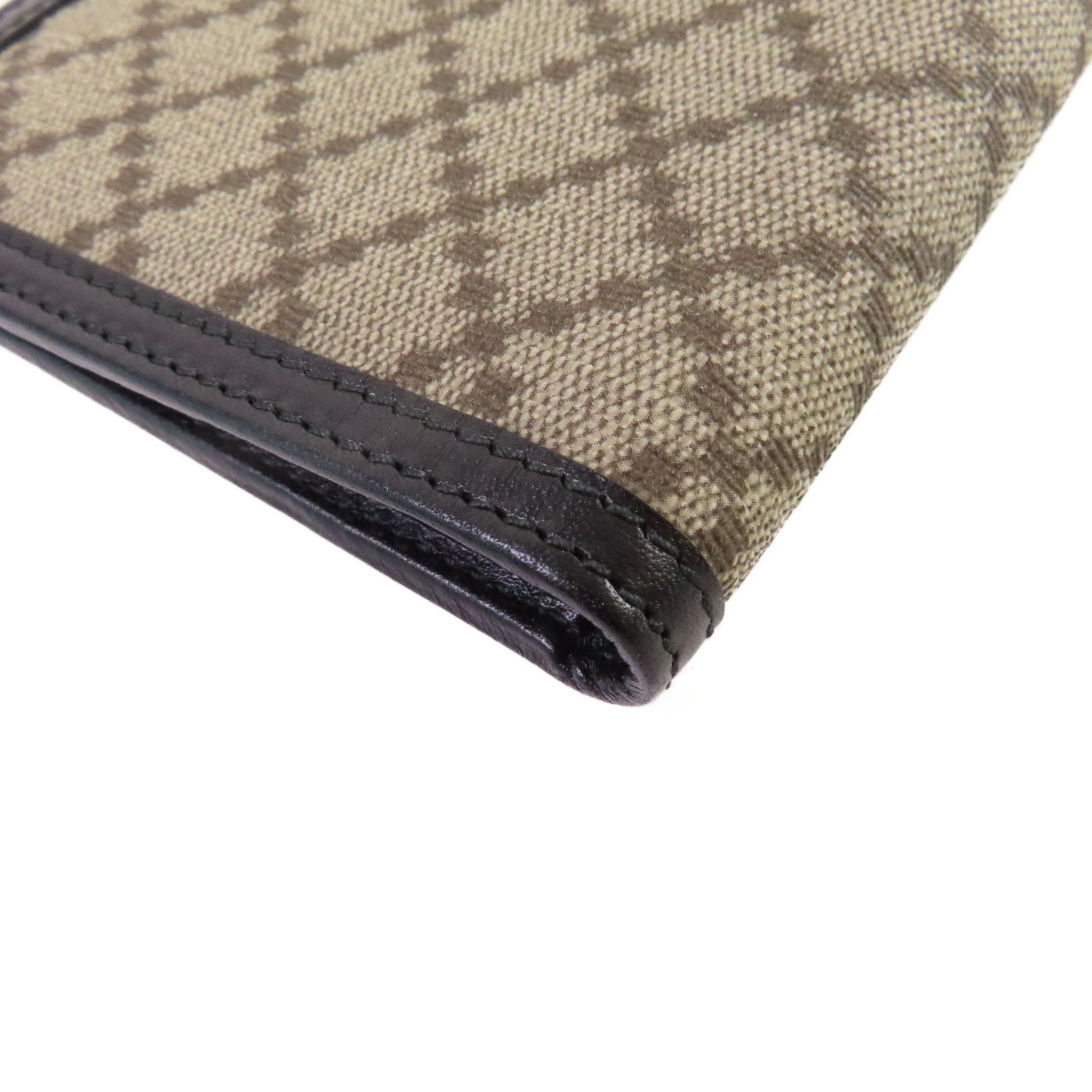 GUCCI 【激減優惠】牛皮皮革/帆布Diamante Bifold Short Wallet短錢包啡色