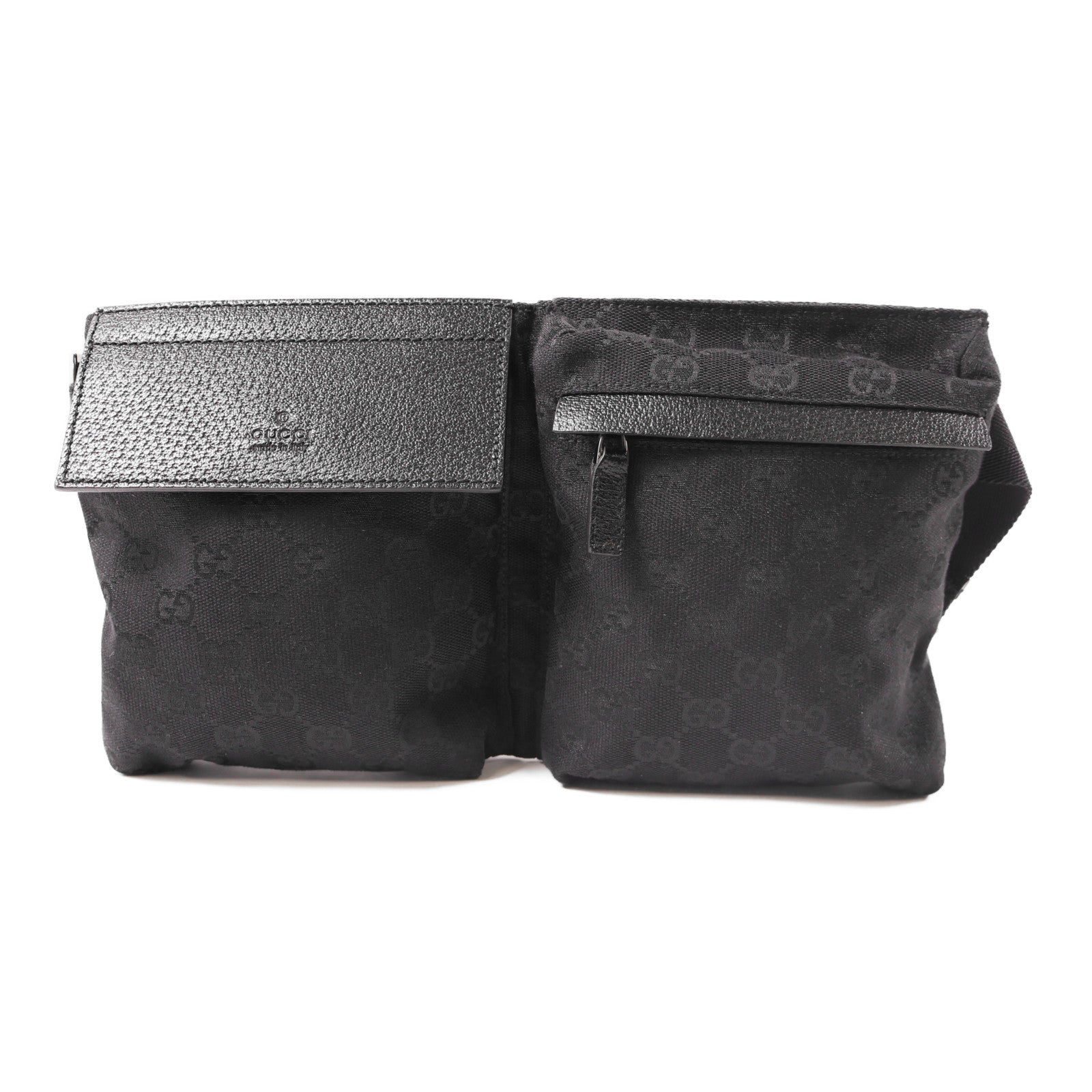 GUCCI 帆布Waist Bag銀扣腰包黑色