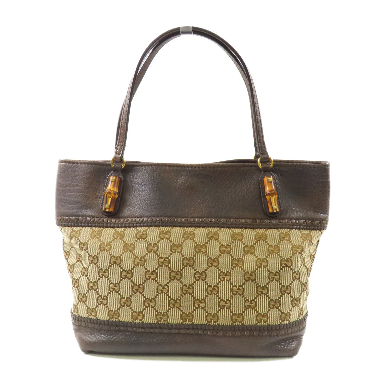 GUCCI 【激減優惠】牛皮皮革/帆布Tote Bag金扣手挽袋