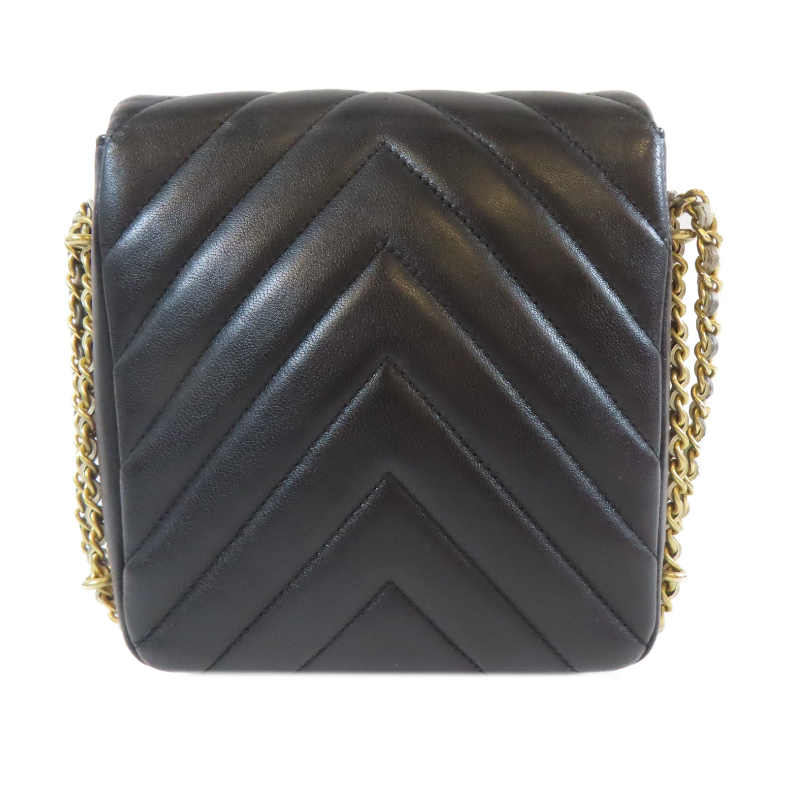 CHANEL 【激減優惠】斜紋牛皮皮革Chain Shoulder Bag金扣鏈帶肩背袋黑色