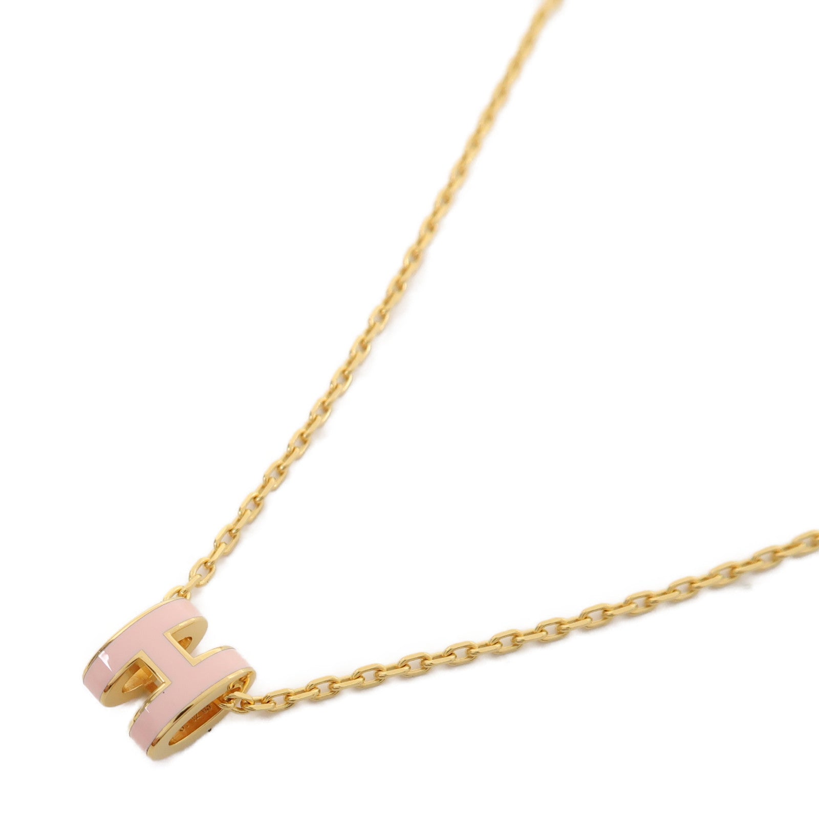 HERMES 金屬Mini Pop H Necklace項鍊櫻花粉色