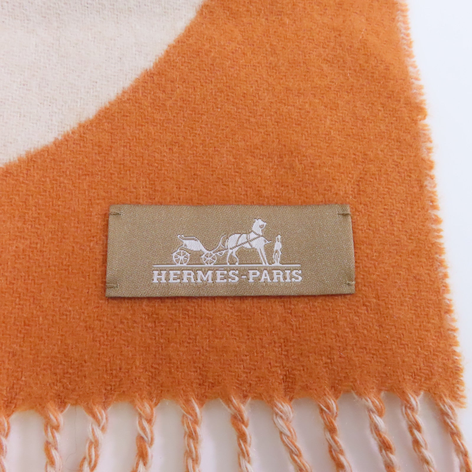 HERMES Cashmere Scarf圍巾米色/橙色