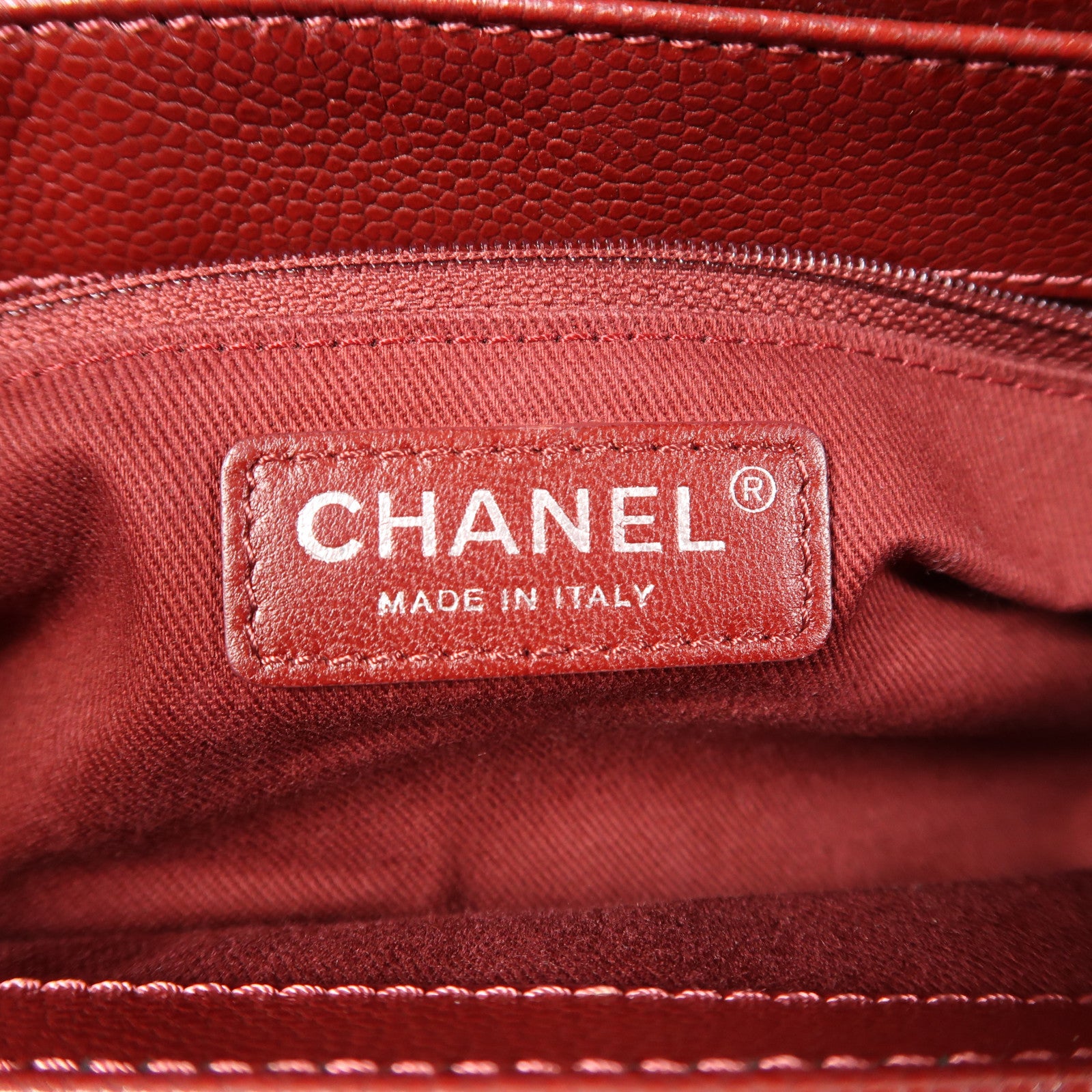 CHANEL 牛皮皮革Chain Shoulder銀扣鏈帶肩背袋紅色