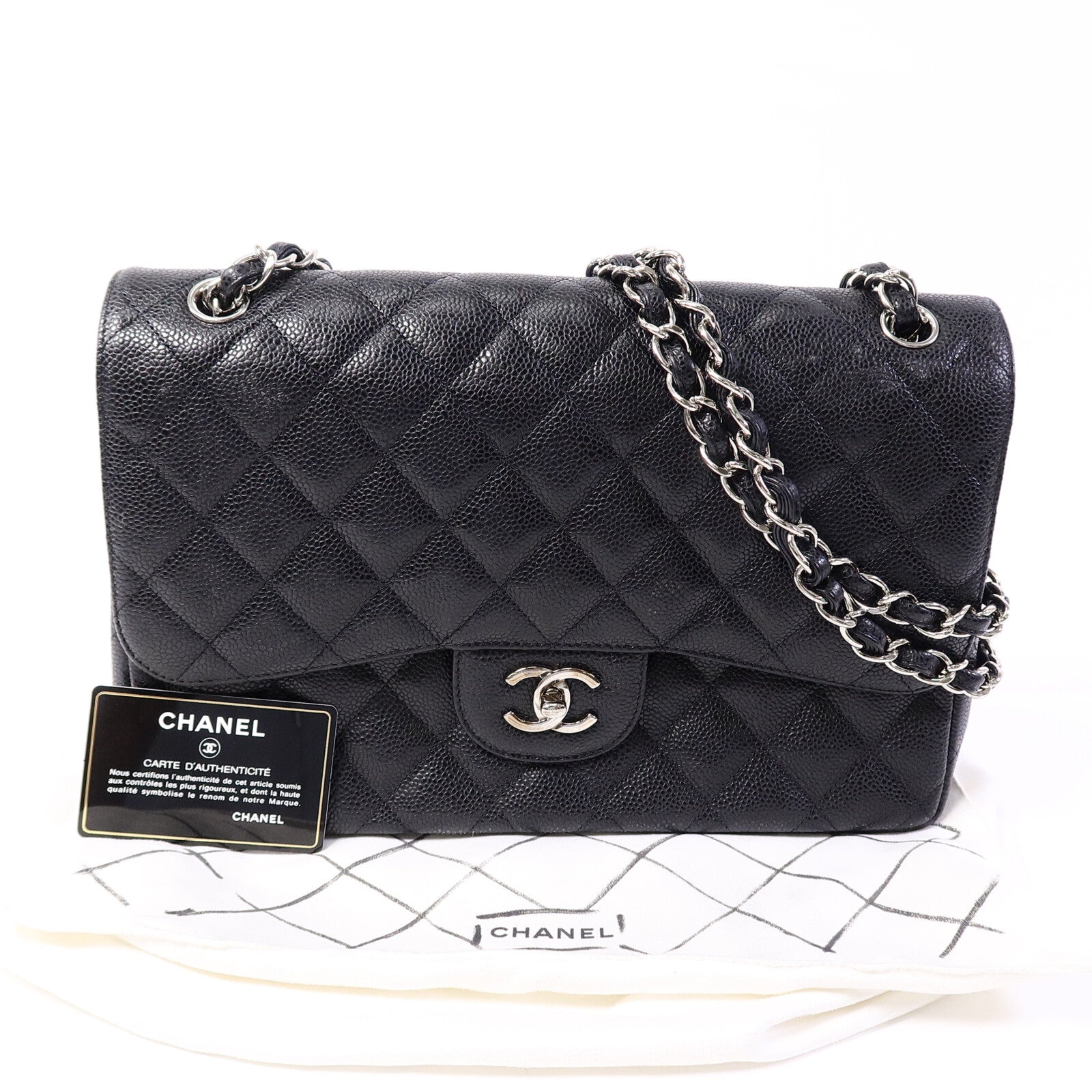 CHANEL 牛皮皮革Large Classic鏈帶肩背袋