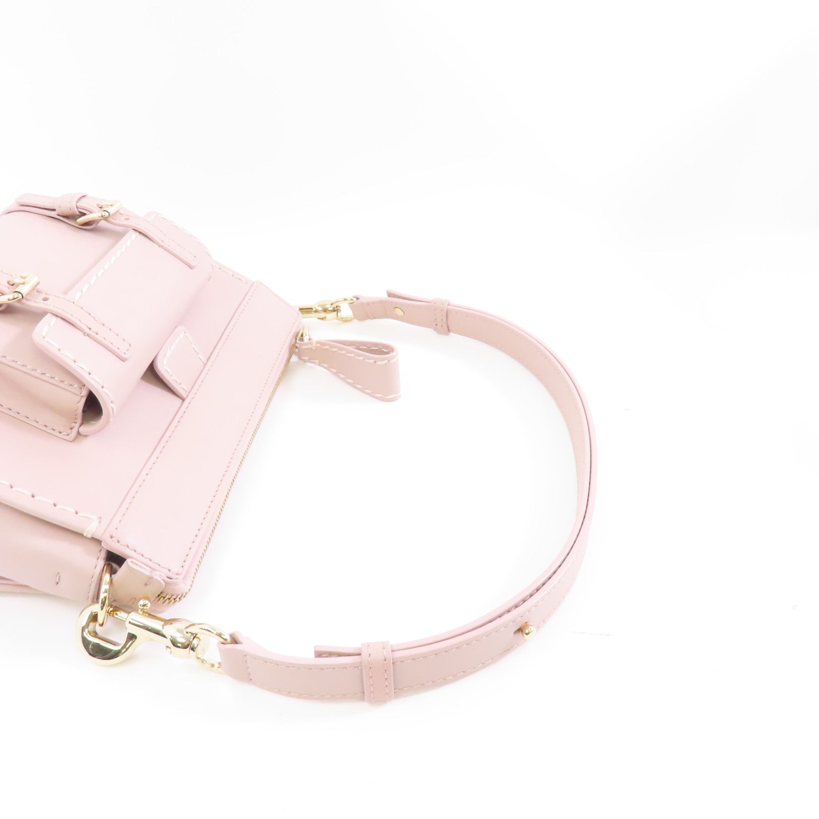 Chloe 牛皮皮革Shoulder Bag金扣肩背袋粉紅色