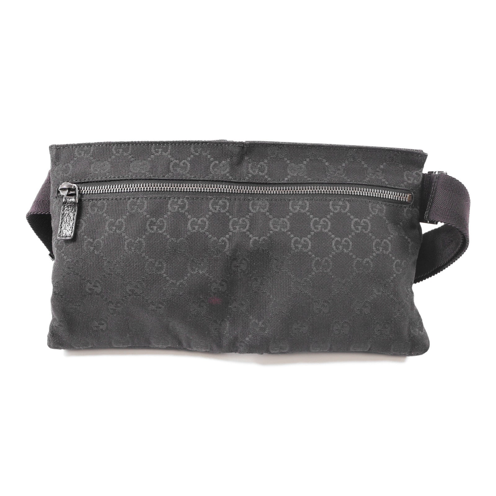 GUCCI 帆布Waist Bag銀扣腰包黑色