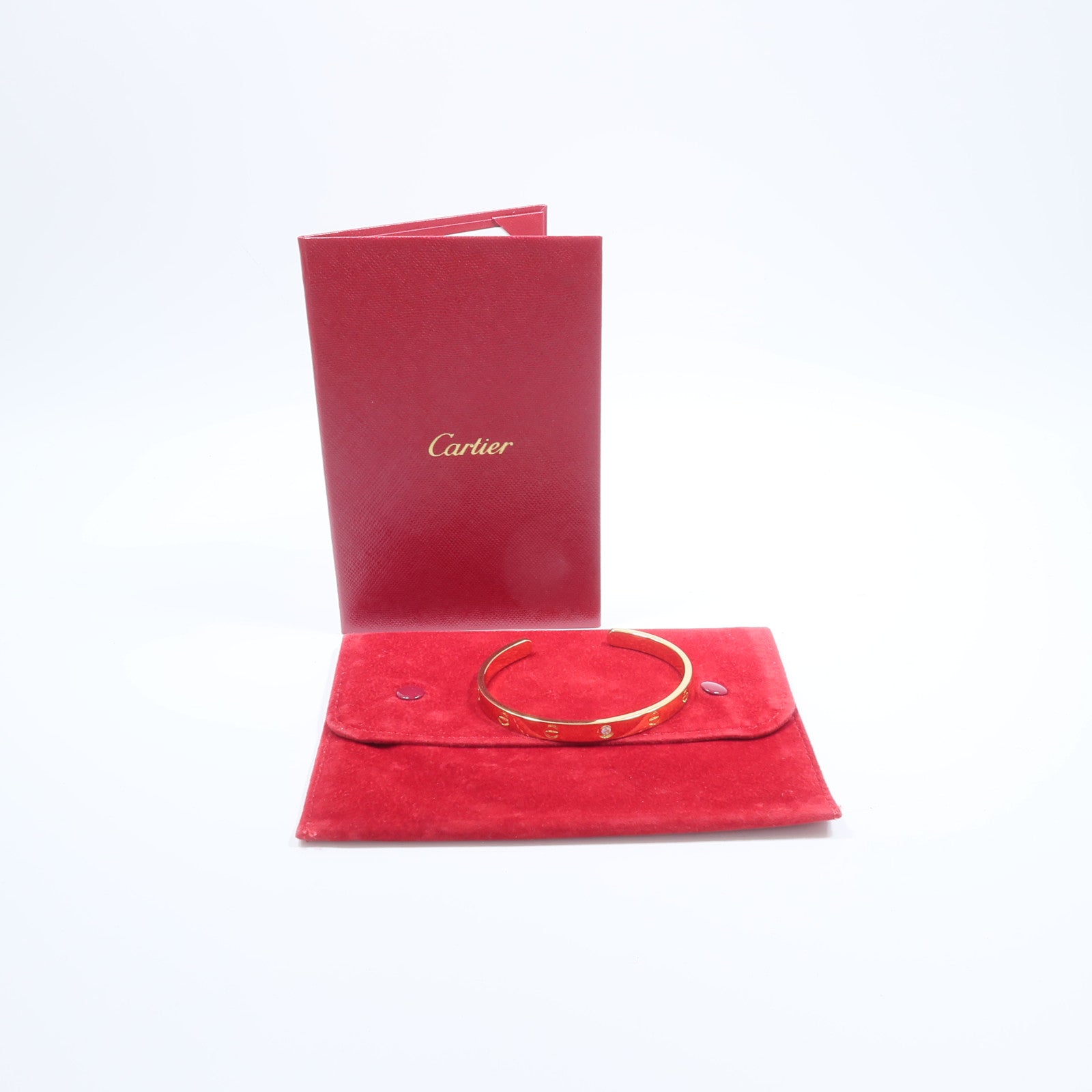 CARTIER 18K黃金Love Bracelet Open Bangle 1P鑽石手鐲