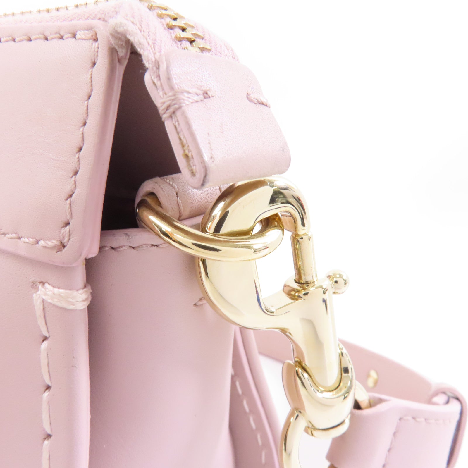 Chloe 牛皮皮革Shoulder Bag金扣肩背袋粉紅色