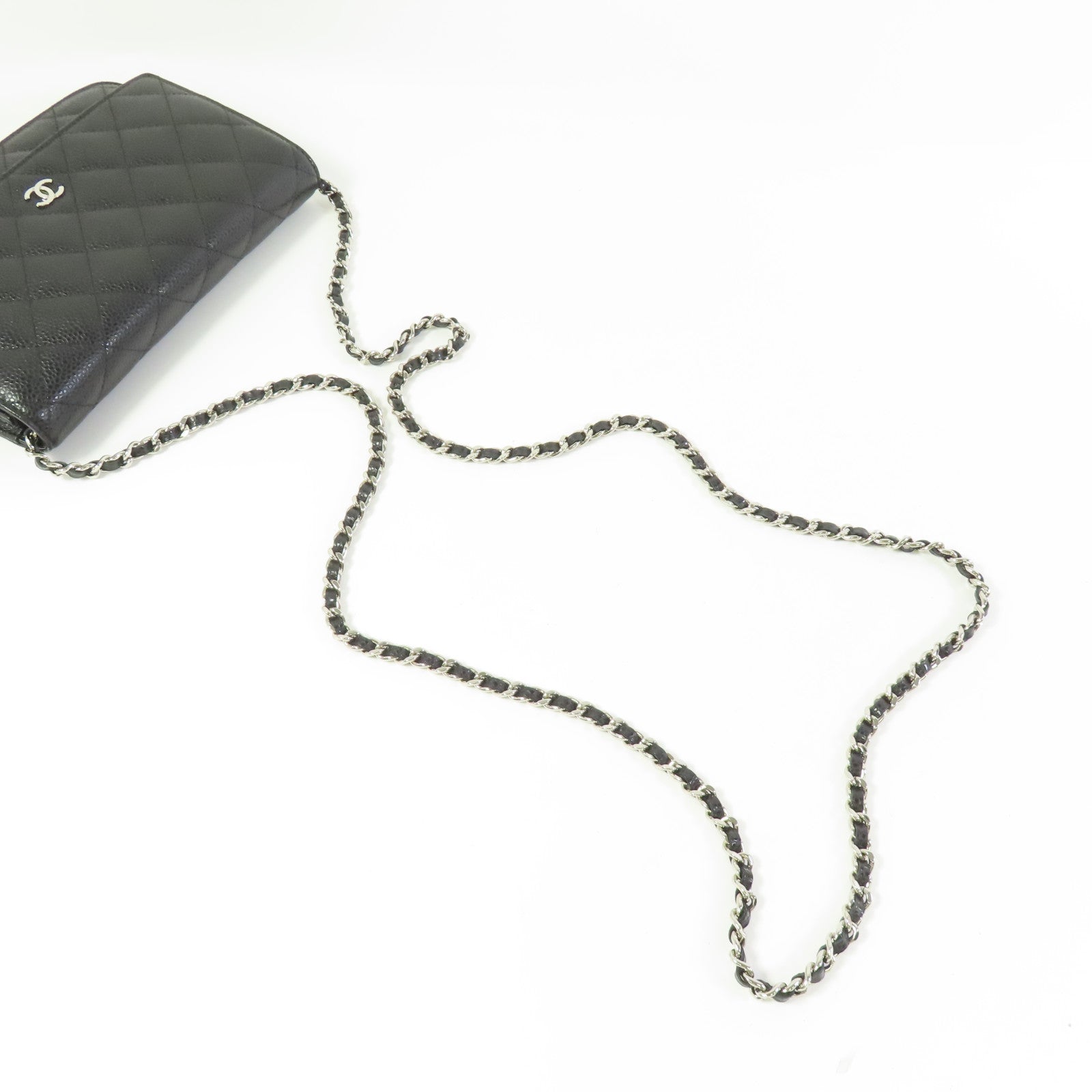 CHANEL CC WOC Wallet On Chain Shoulder Bag Calfskin Leather Black