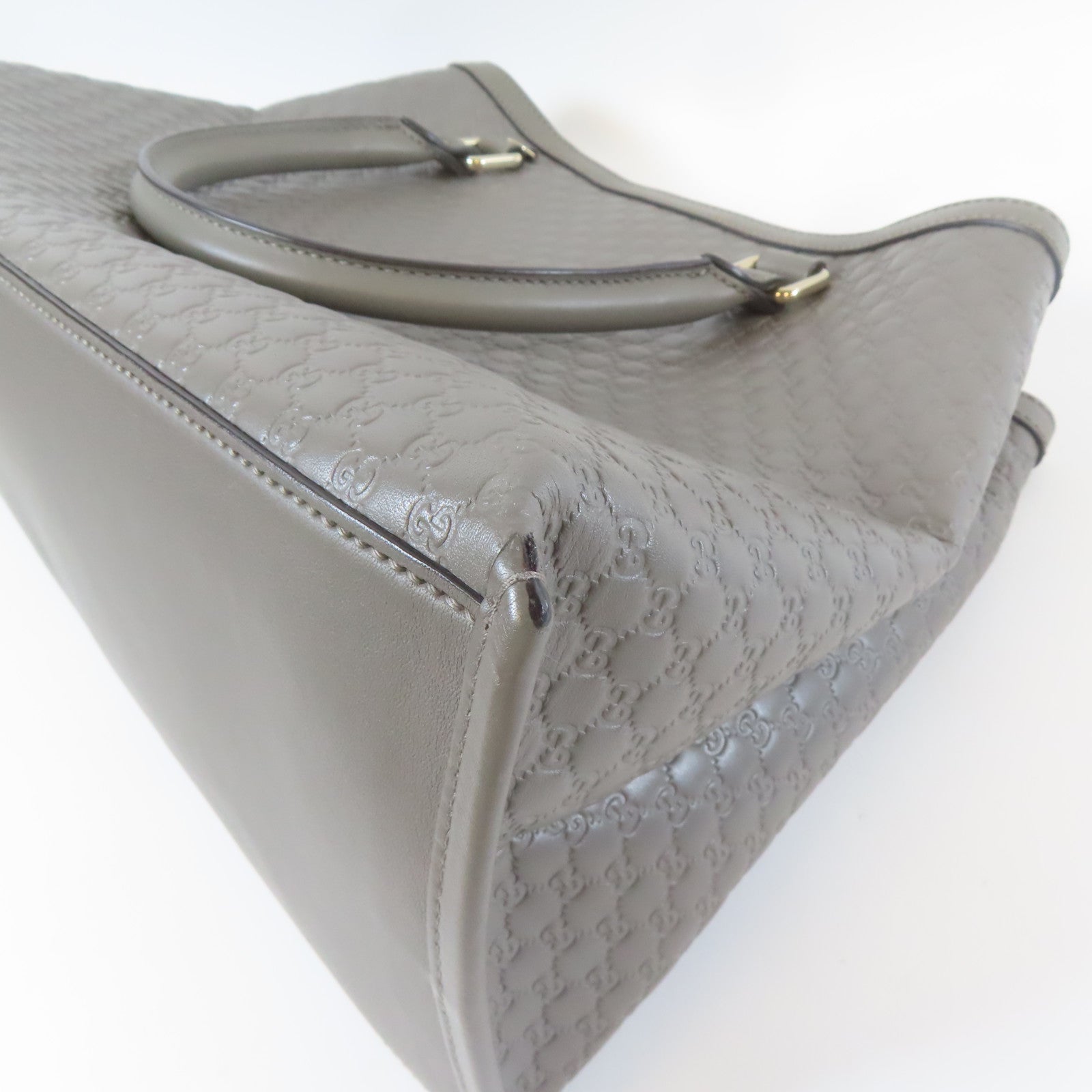 GUCCI 牛皮皮革Shoulder Bag金扣手挽肩背兩用袋灰色