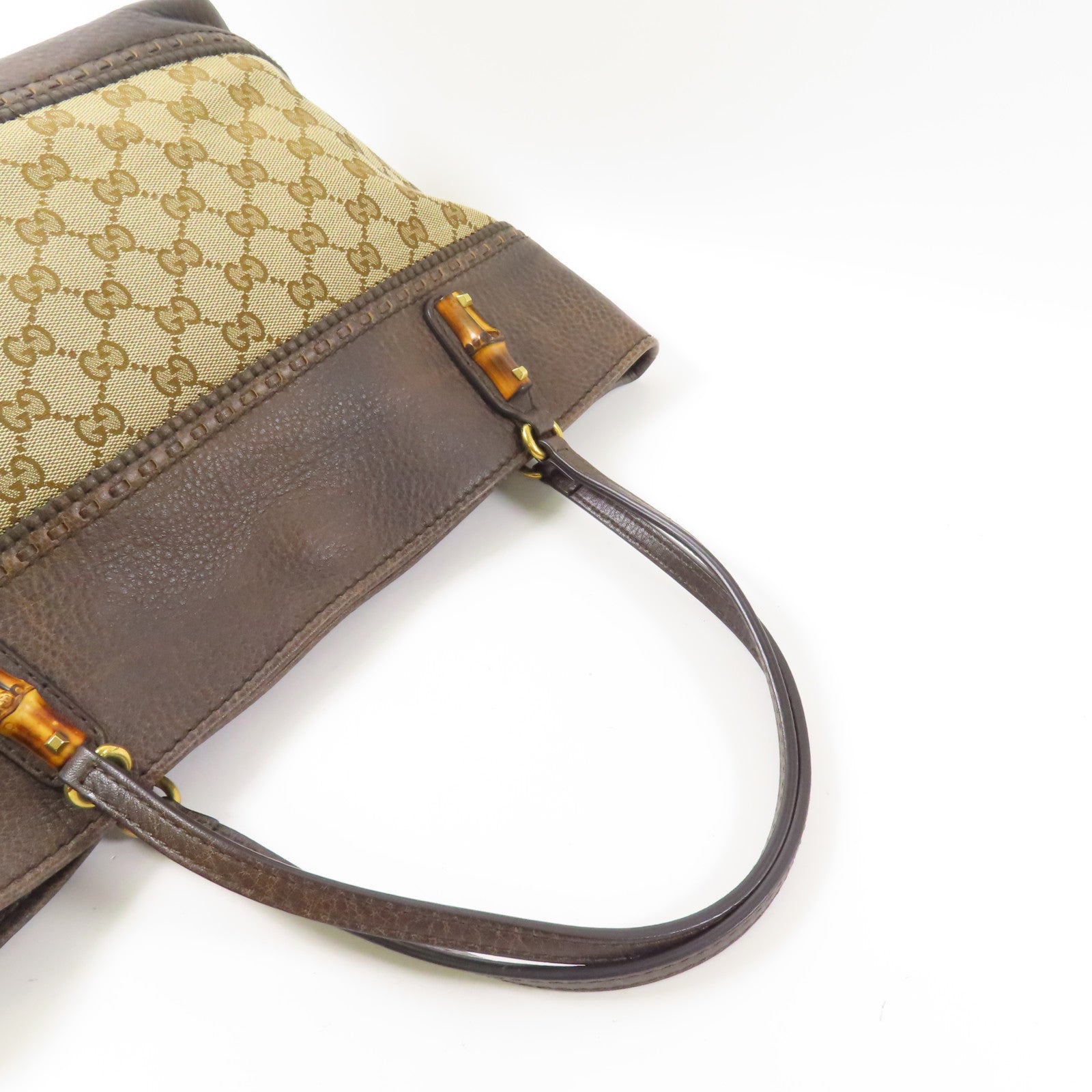 GUCCI 【激減優惠】牛皮皮革/帆布Tote Bag金扣手挽袋