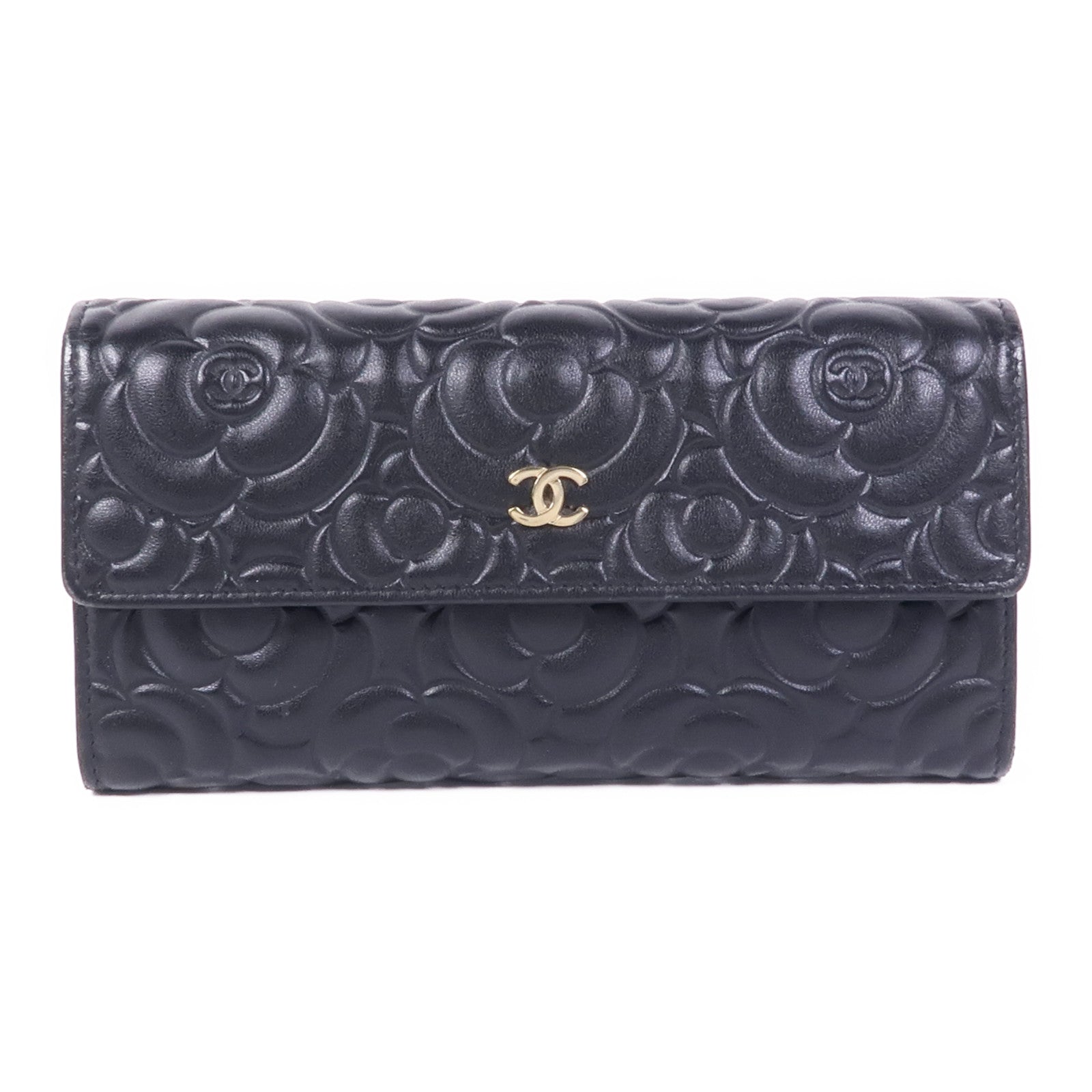 CHANEL 牛皮皮革Long Wallet金扣長錢包