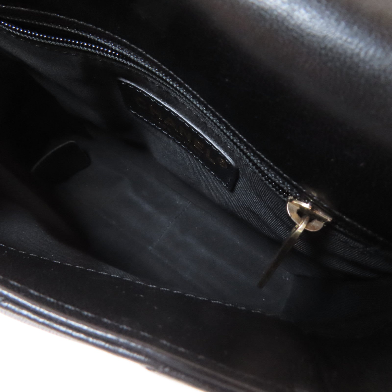 CHANEL 【激減優惠】斜紋牛皮皮革Chain Shoulder Bag金扣鏈帶肩背袋黑色