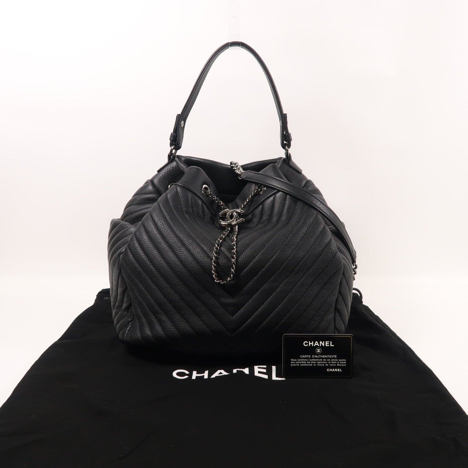 CHANEL 牛皮皮革2way Shoulder Bag銀扣鏈帶肩背袋