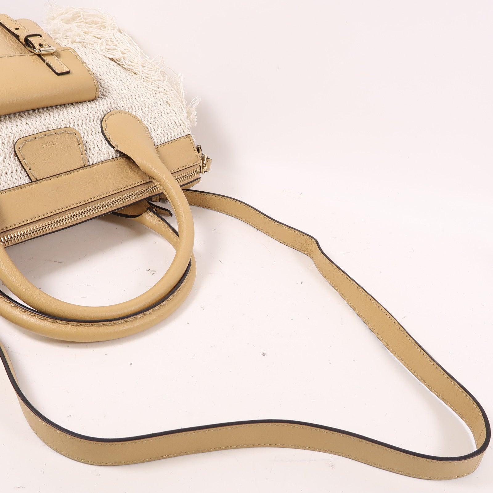 Chloe 【激減優惠】皮革/棉質/聚酯纖維Edith Fringe金扣Edith Fringe白色/啡色