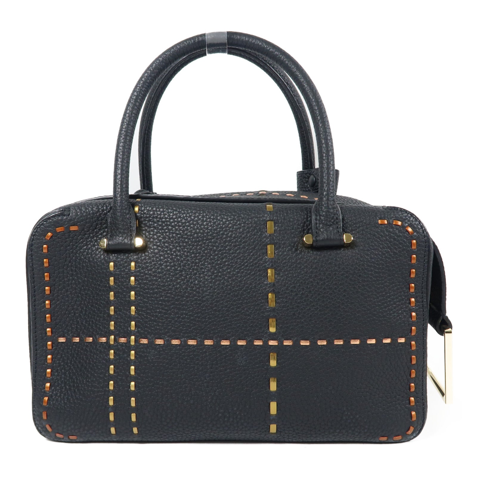 Delvaux 牛皮皮革Cool Box MM金扣手挽肩背兩用袋黑色