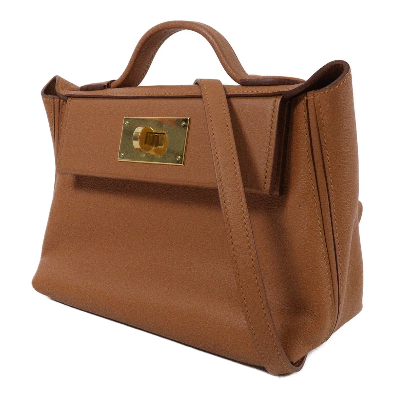 HERMES Swift皮革24/24 Mini手挽肩背兩用袋Gold