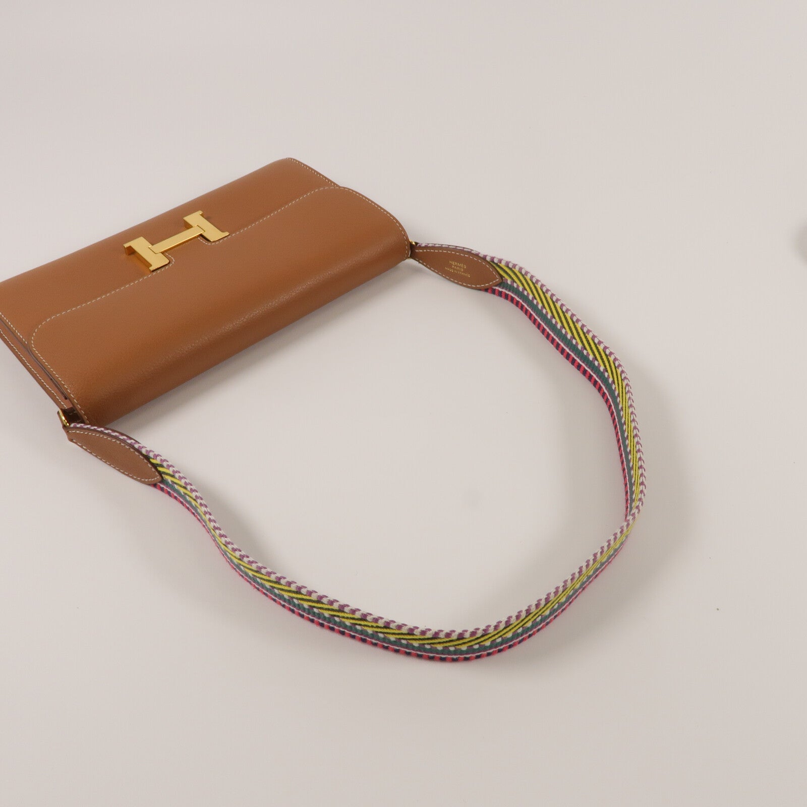 HERMES Evercolor皮革Constance To Go肩背袋Gold