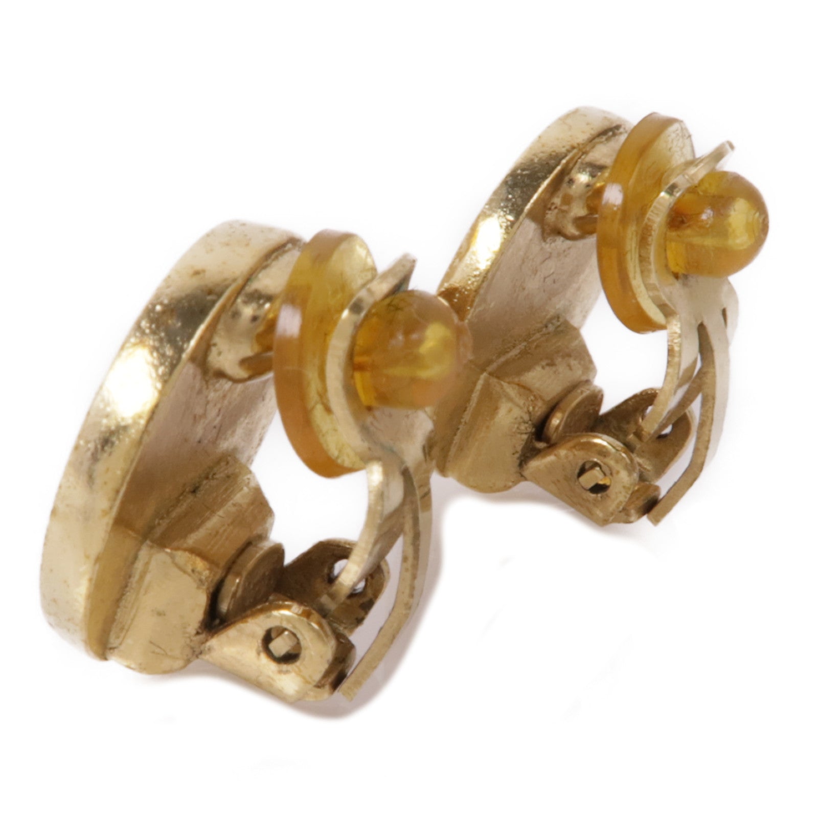 CHANEL CC Earrings Metal Gold Black