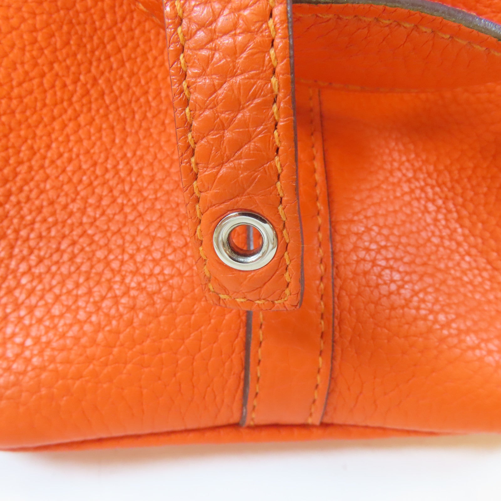 HERMES 【激減優惠】Clemence皮革Picotin PM銀扣手挽袋Orange/橙色