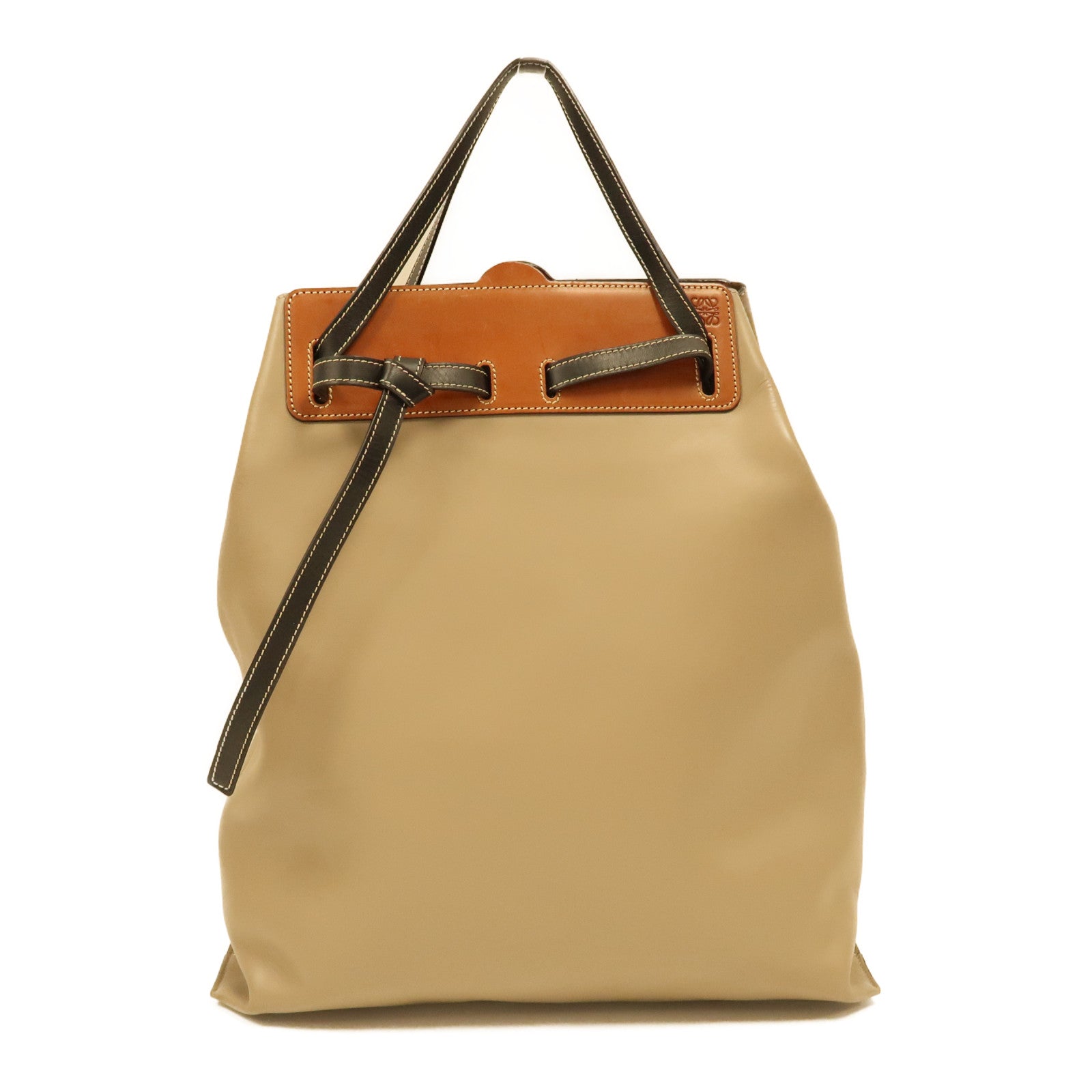 LOEWE 牛皮皮革Lazo Tote Bag手挽袋米色