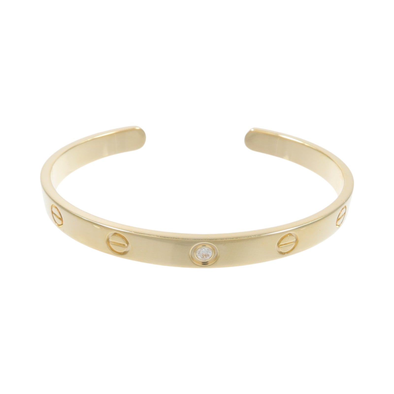 CARTIER 18K黃金Love Bracelet Open Bangle 1P鑽石手鐲