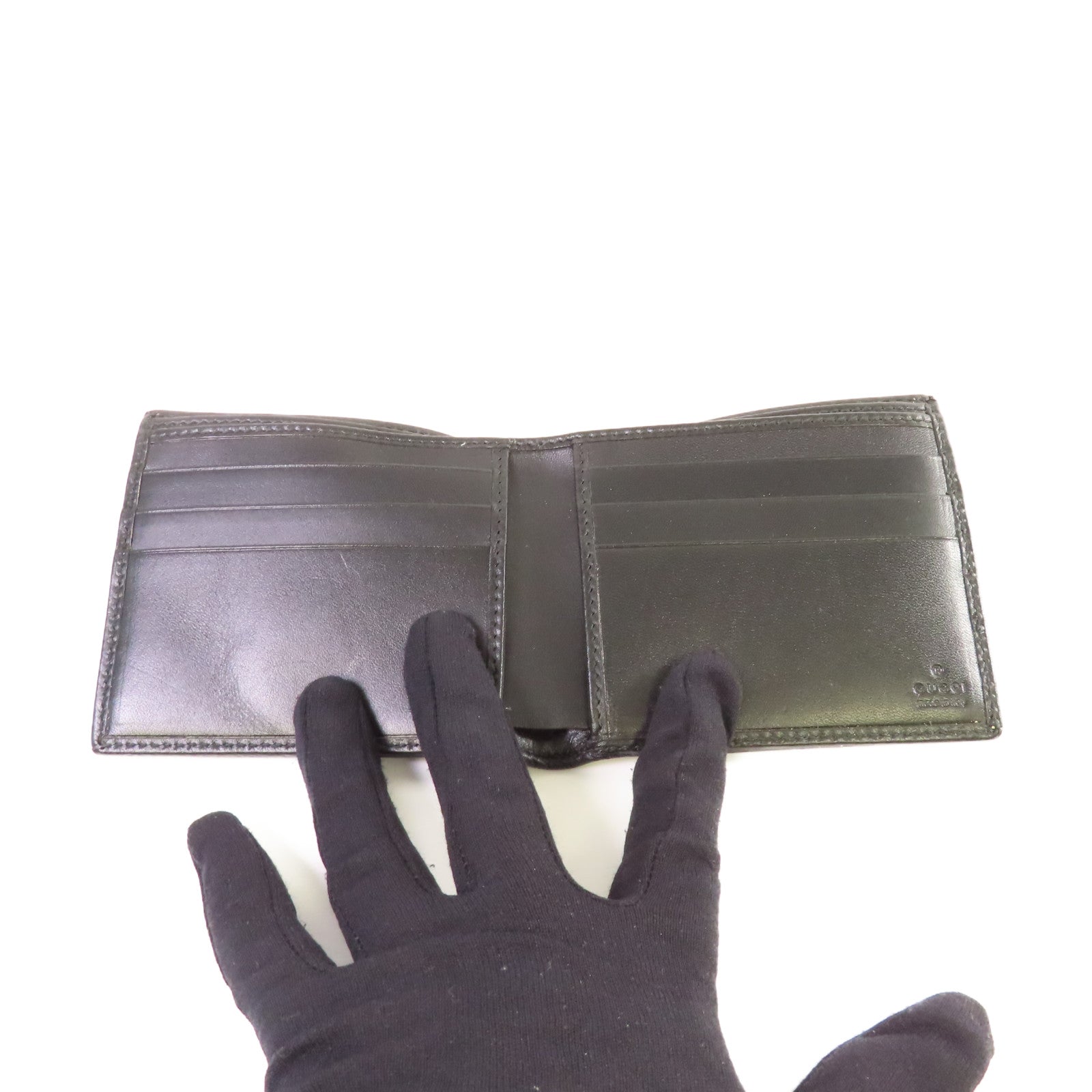GUCCI 【激減優惠】牛皮皮革/帆布Diamante Bifold Short Wallet短錢包啡色