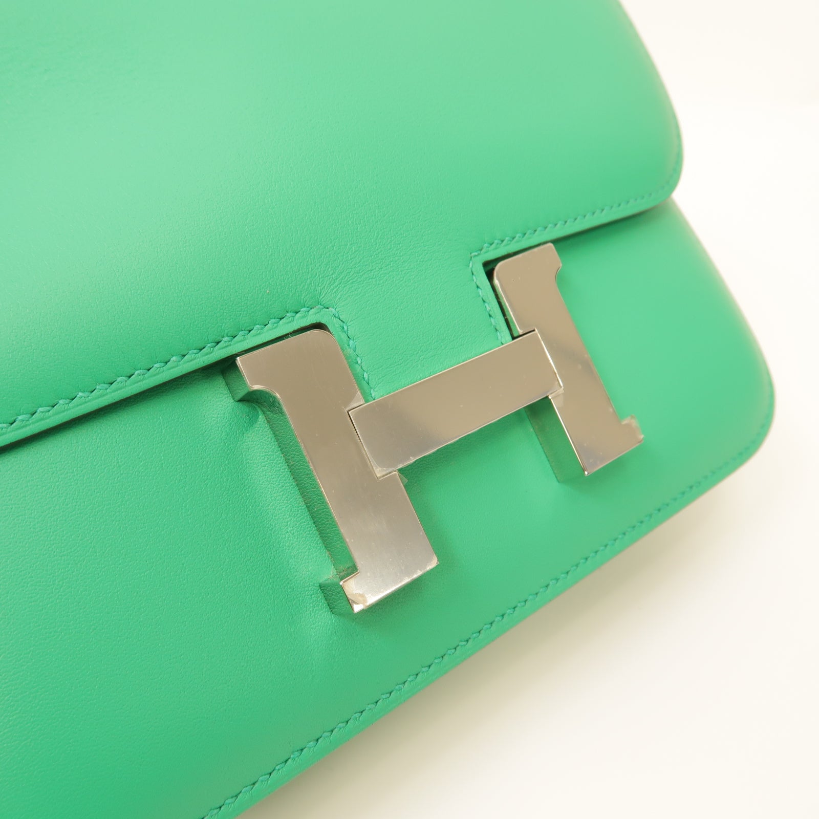 HERMES 【激減優惠】Swift皮革Constance Mini銀扣肩背袋綠色