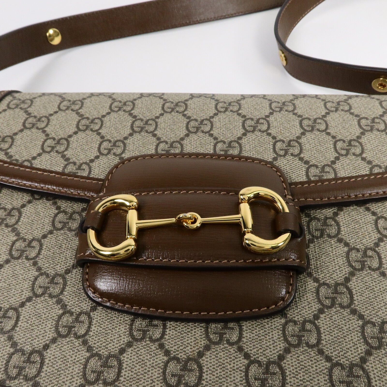 GUCCI 塗層帆布Horsebit 1955肩背袋