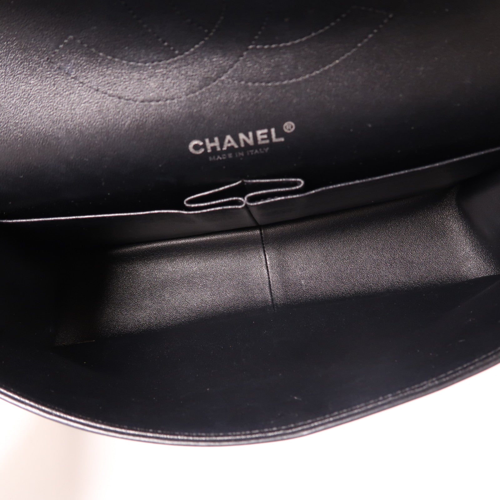 CHANEL 漆皮皮革Large Classic銀扣肩背袋黑色