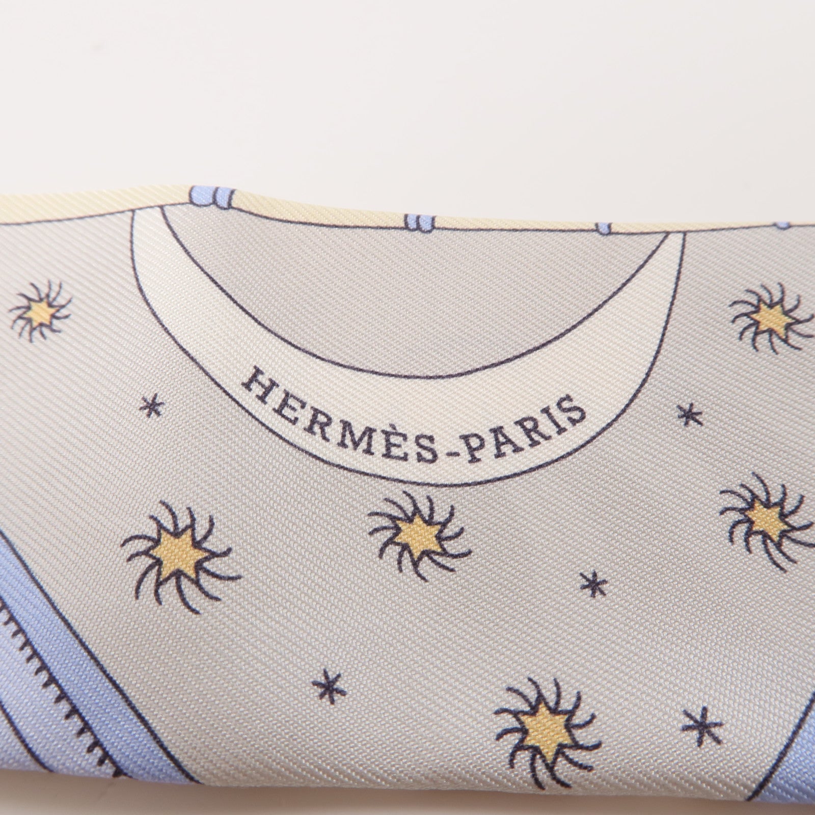 HERMES 絲質Twilly絲巾藍色/灰色