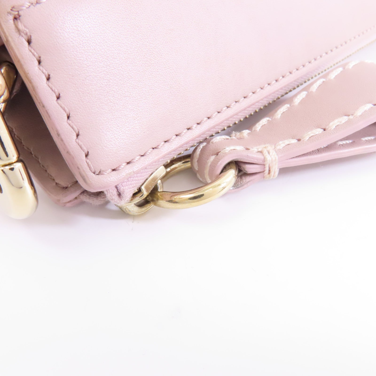 Chloe 牛皮皮革Shoulder Bag金扣肩背袋粉紅色