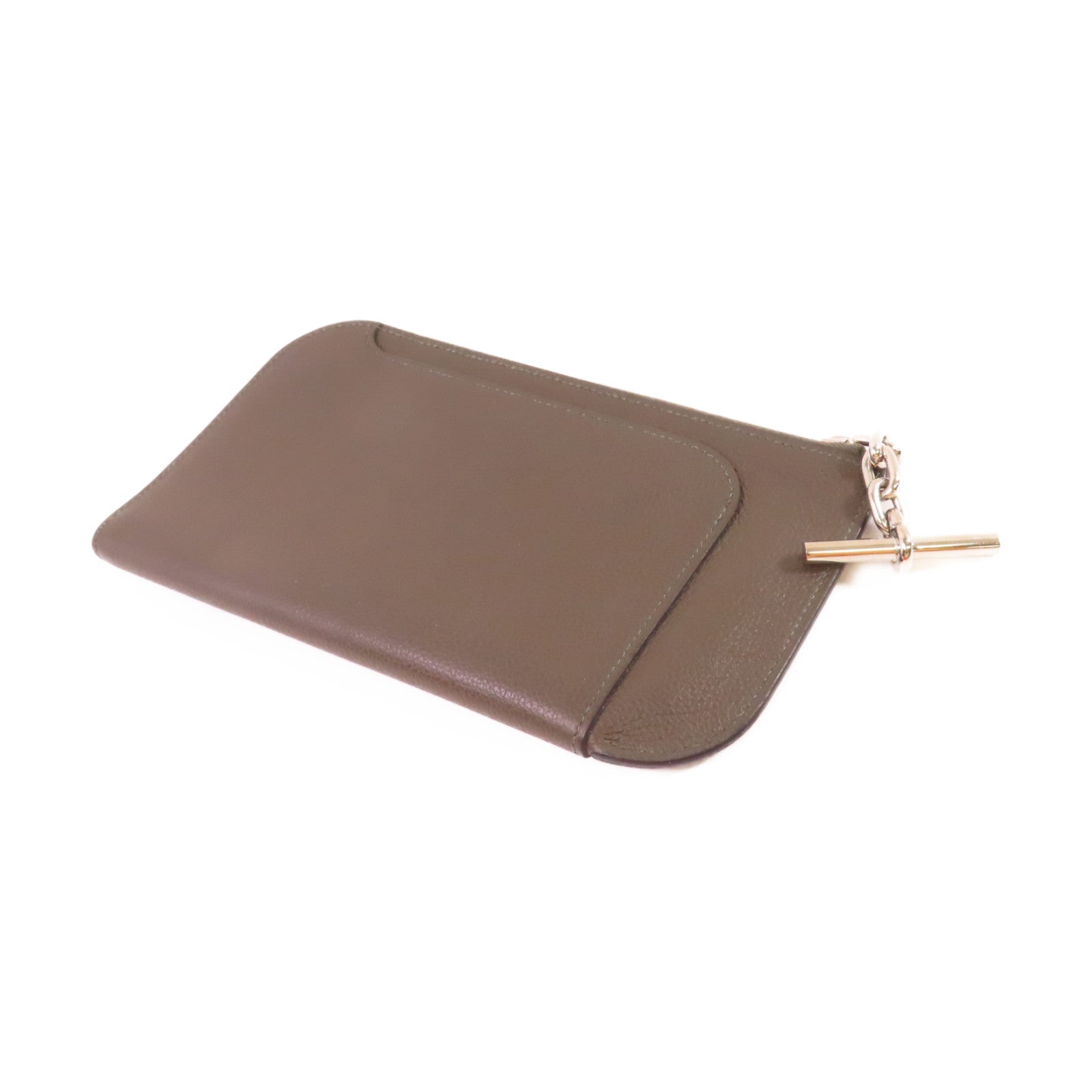 HERMES 【激減優惠】Evercolor皮革Phone Case銀扣手機包碳灰色