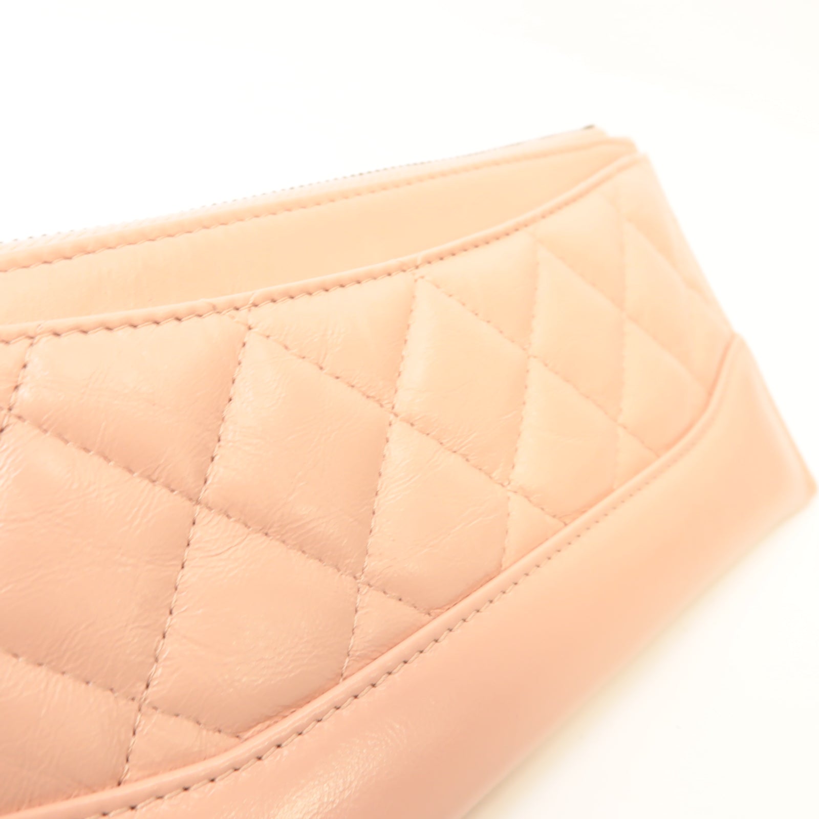 CHANEL 菱格皮革Zipped Long Wallet金扣粉紅色