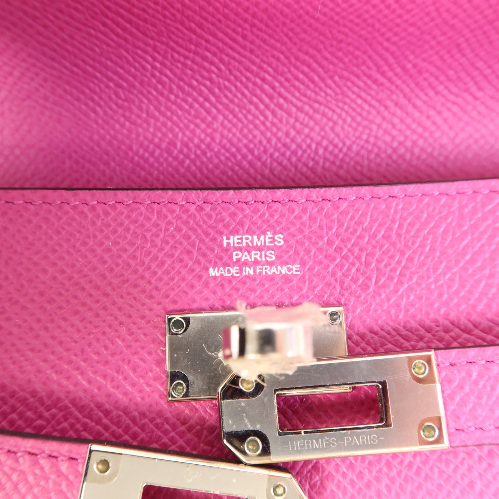 HERMES Epsom皮革Kelly Wallet銀扣長錢包Rose Purple