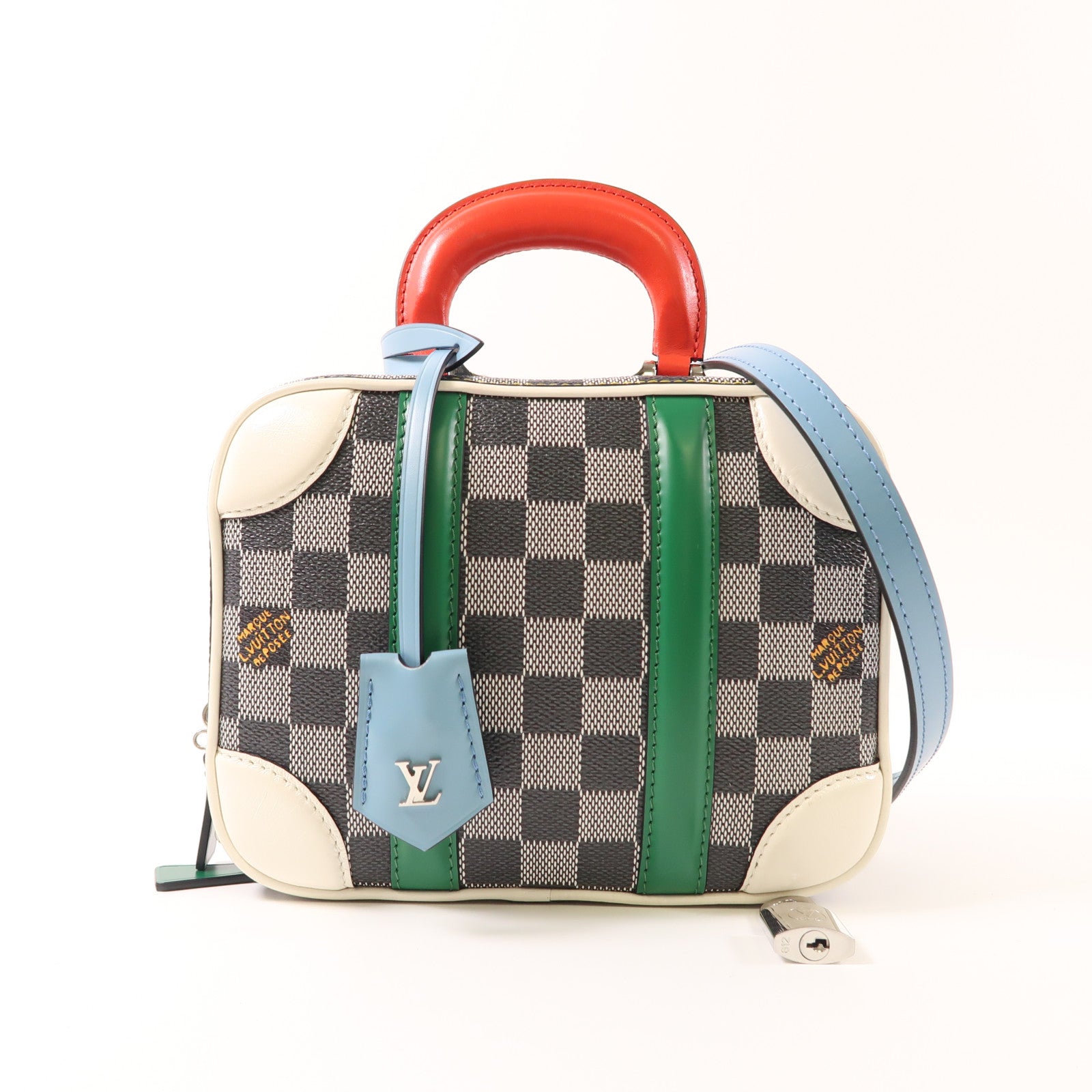 LOUIS VUITTON Damier Valisette BB銀扣手挽肩背兩用袋