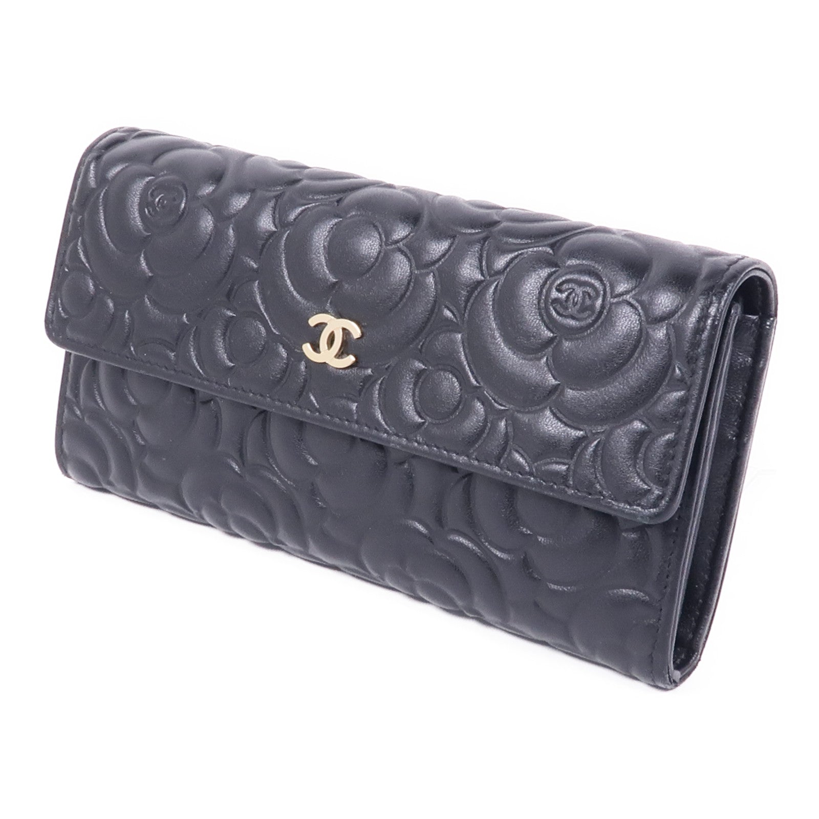 CHANEL 牛皮皮革Long Wallet金扣長錢包