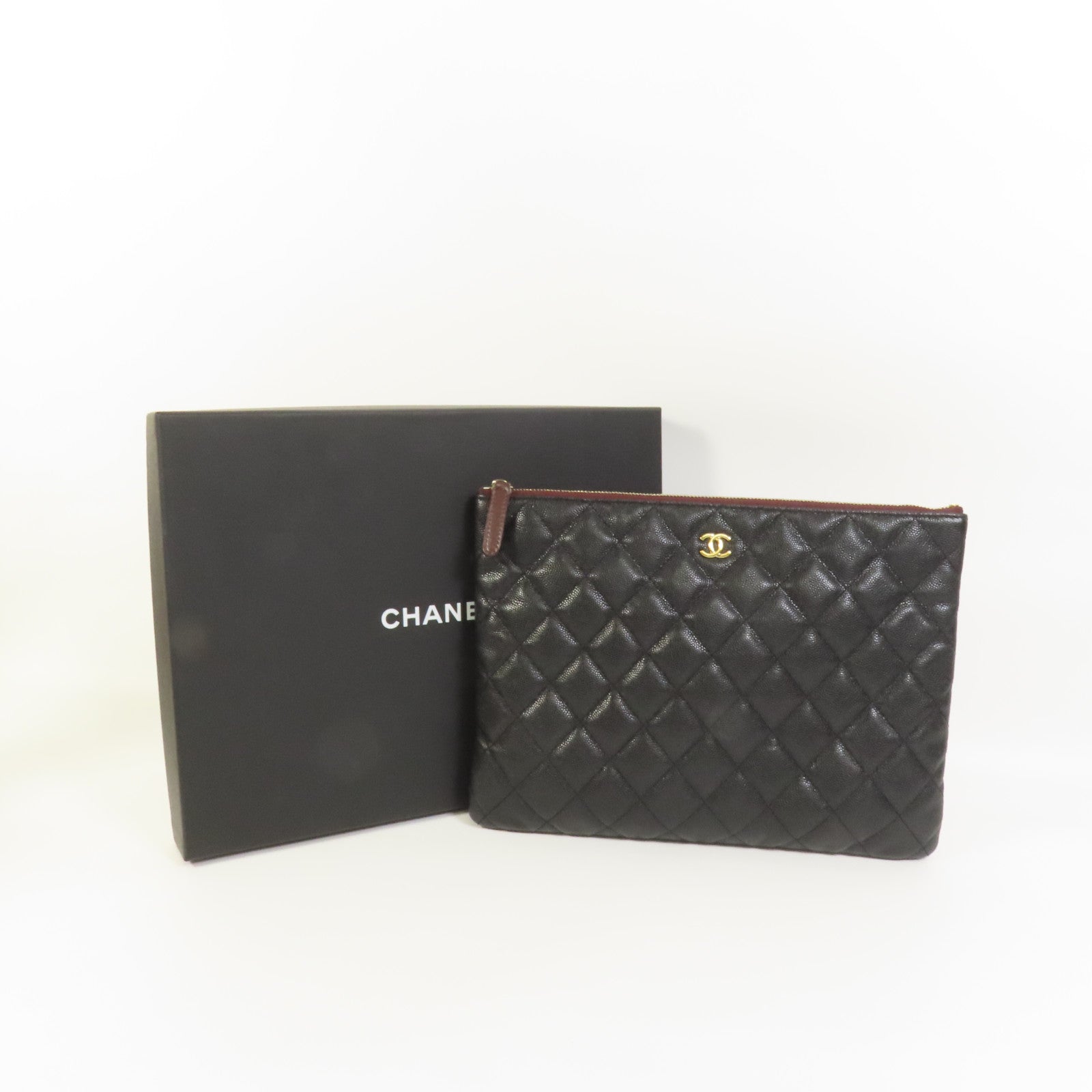 CHANEL 牛皮皮革Classic Zipped Pouch金扣手拿包