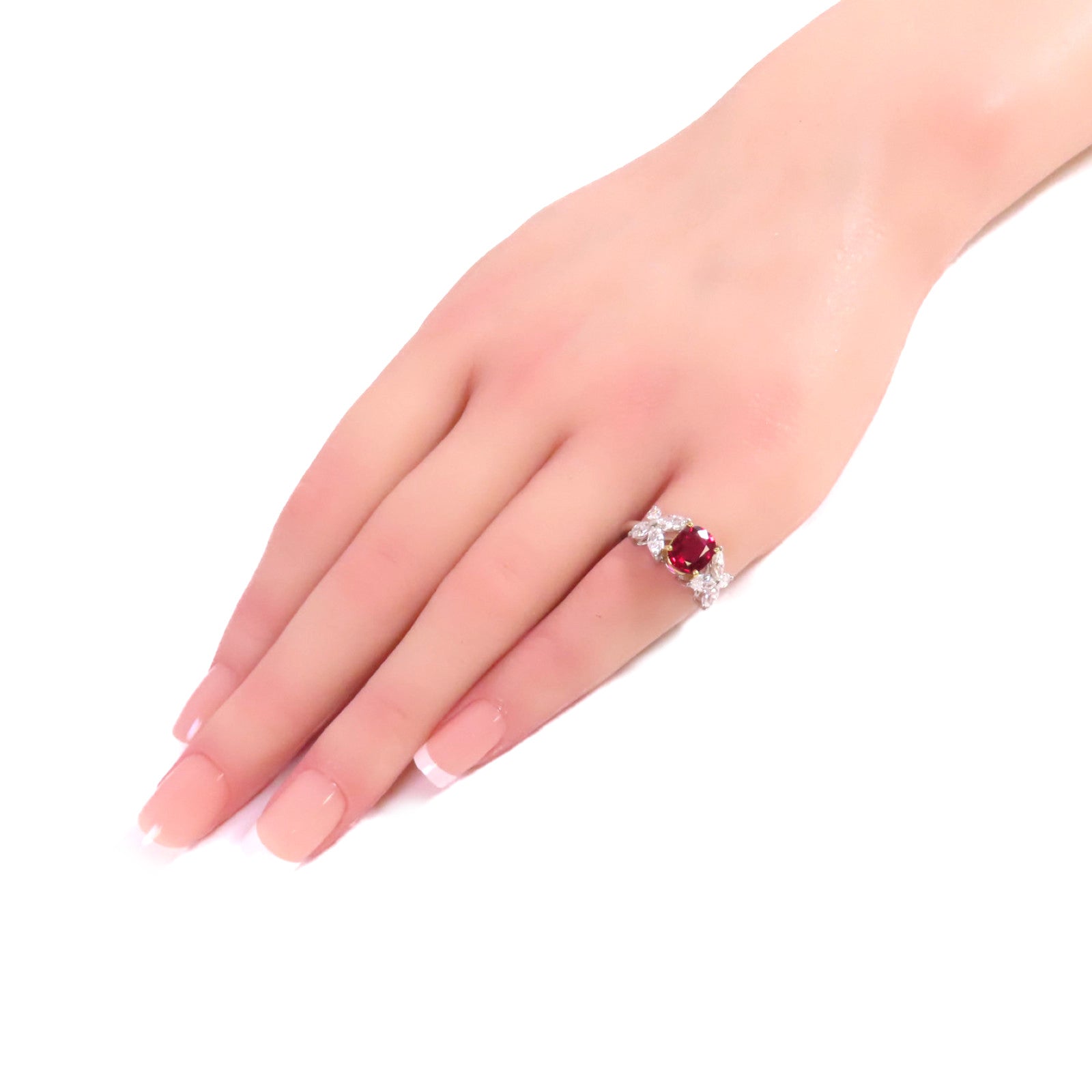 JEWELRY 18K黃金/PT900鉑金/1.43ct紅寶石/0.87ct鑚石Ruby Diamond Ring戒指US#4