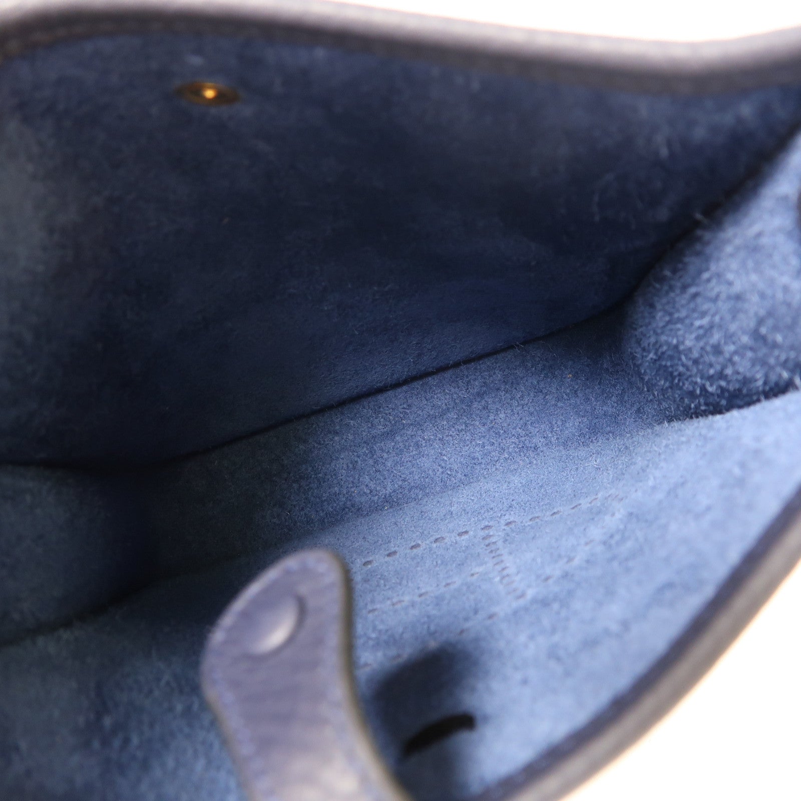 HERMES Clemence皮革Evelyne TPM金扣肩背袋Bleu Indigo深藍色